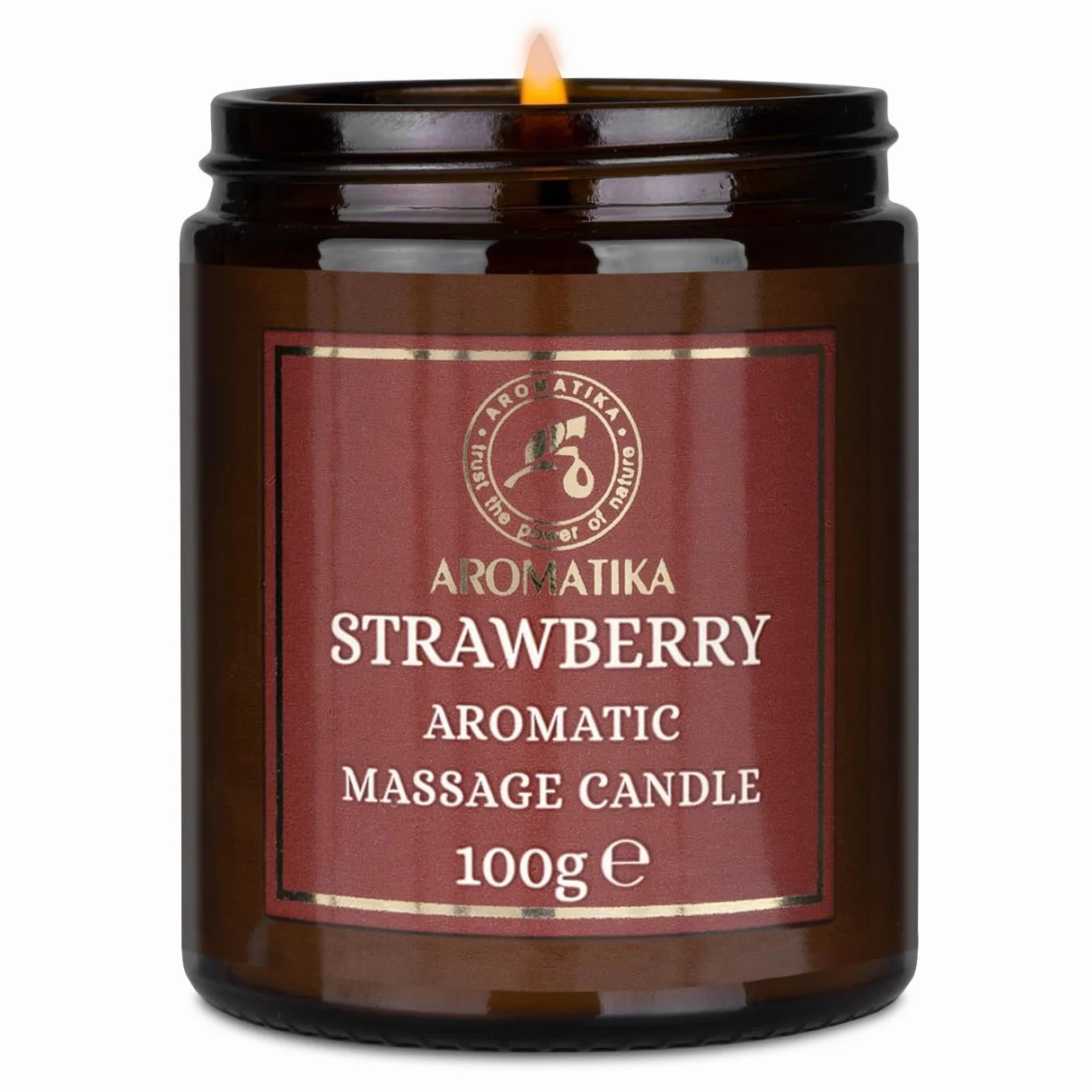Candela da Massaggio Fragola 100g - Cera di Soia - Oli di Cocco e Mandorle - Vaniglia - Massaggio Rilassante - Aromaterapia