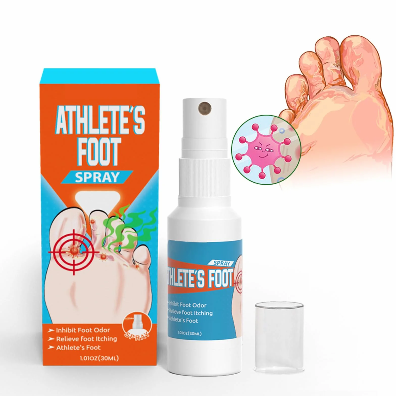 Spray antimicotico per la cura dei piedi, trattamento per prurito e screpolature