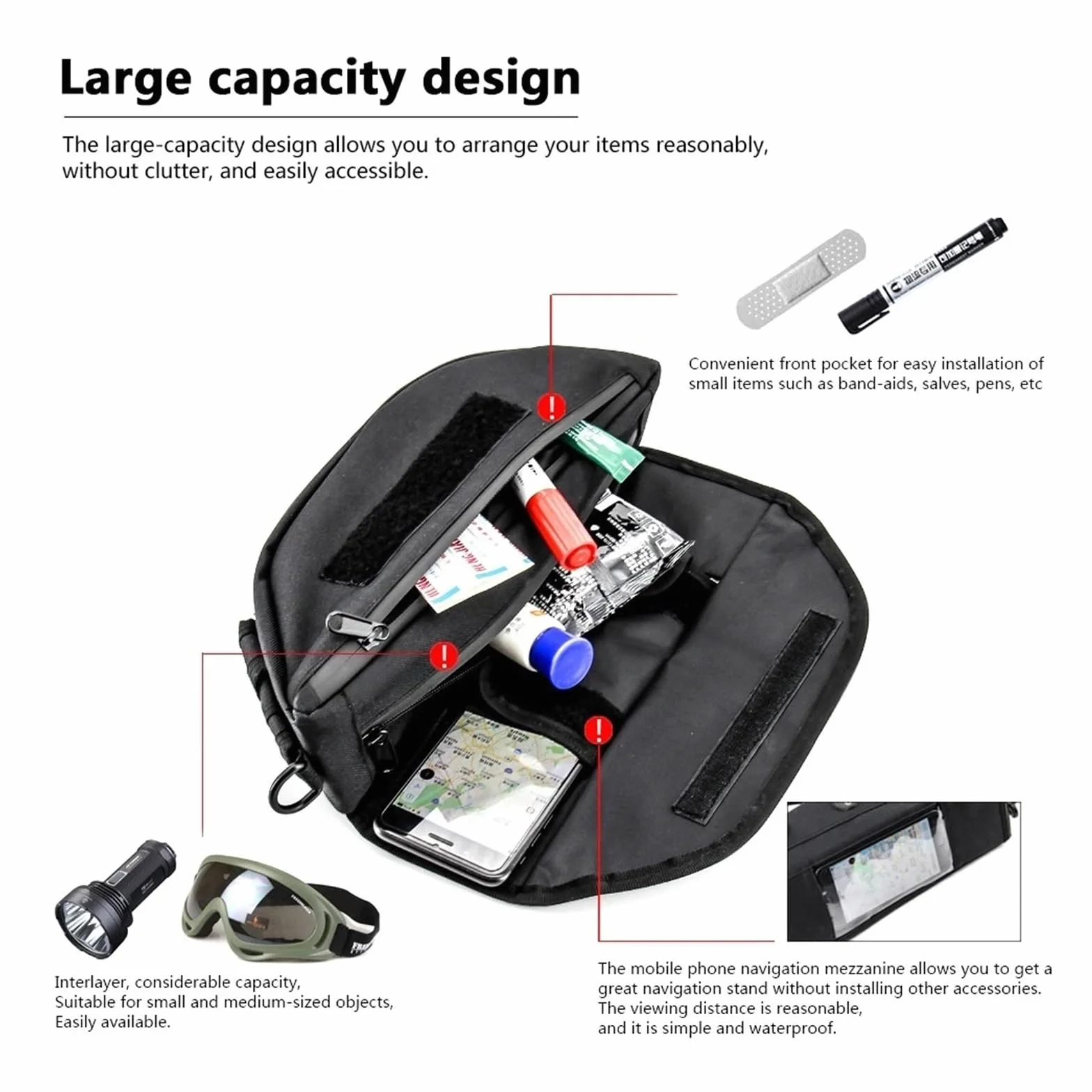 moto manubrio di navigazione borsa da viaggio Per Fantic Caballero 500 700 Accessori Per Moto Borsa Porta Attrezzi Impermeabile E Resistente Alla Polvere Comoda Da Manubrio Viaggio(Aa-12)