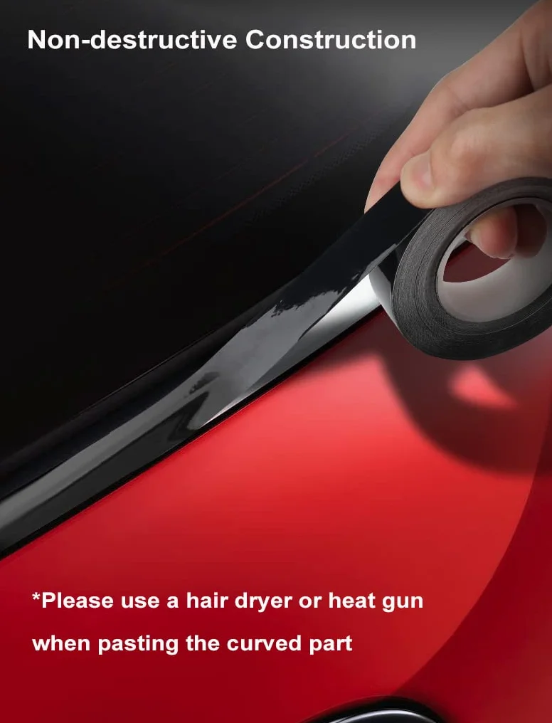 NewL Pellicola decorativa adesiva in vinile per finestrino auto, decorazione fai da te per Mini Cooper R53 R55 R56 R60 R61 F54 F55 F56 F60 (nero opaco, 1,7 cm x 900 cm)