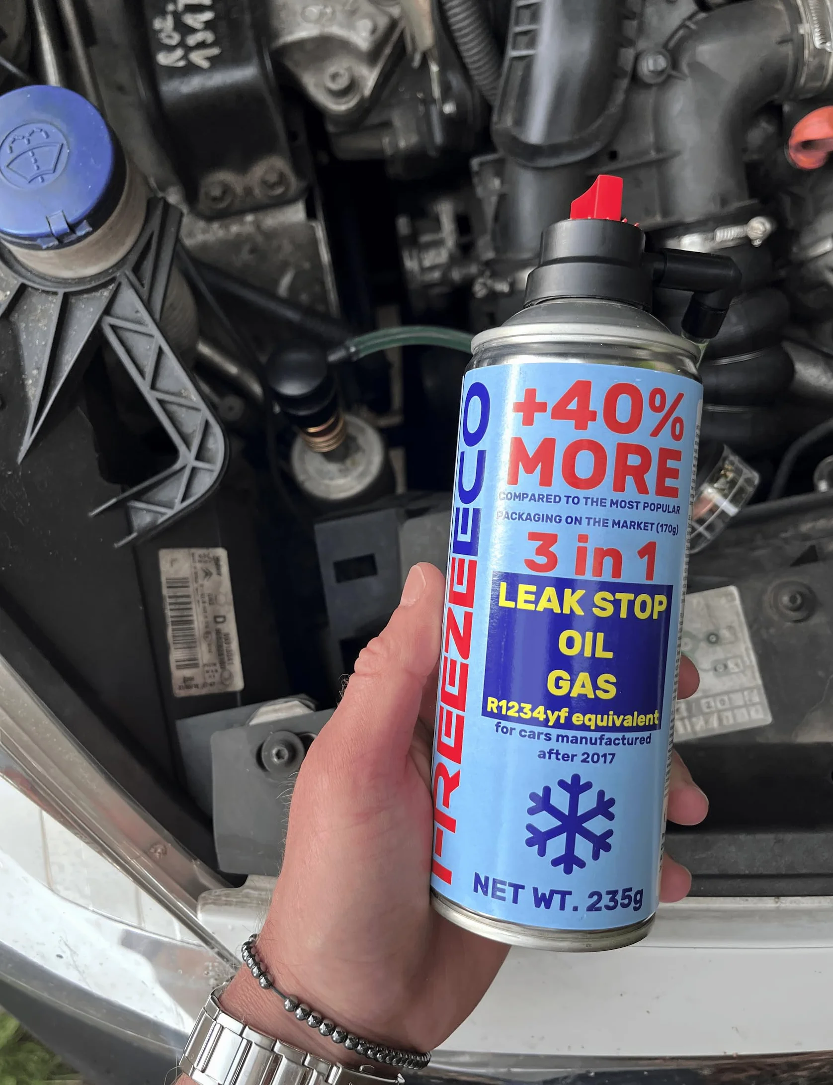 sostitutivo gas r1234yf, kit ricarica, ricarica aria condizionata auto, FREEZEECO 3in1 HOBBY con tubo flessibile integrato con manometro e adattatore