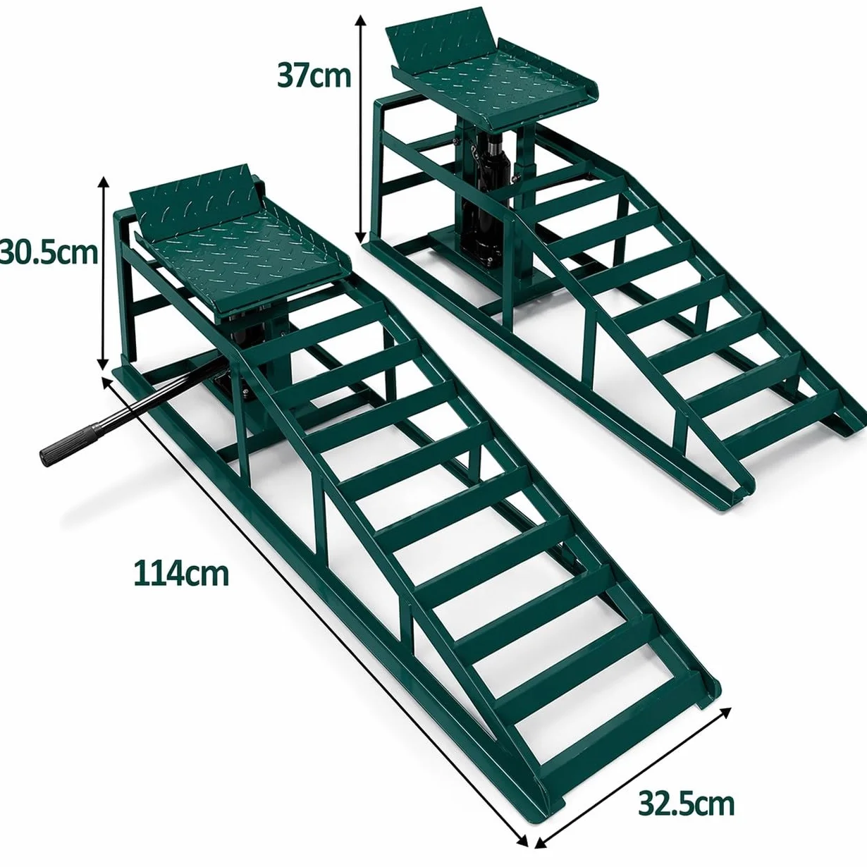 TANIASHOP Set 2 Rampe Carrabili con Martinetto Idraulico Auto Max 3000Kg Regolabili Sollevamento 305-370 mm Piattaforma Antiscivolo per Manutenzione Auto Furgoni Officina