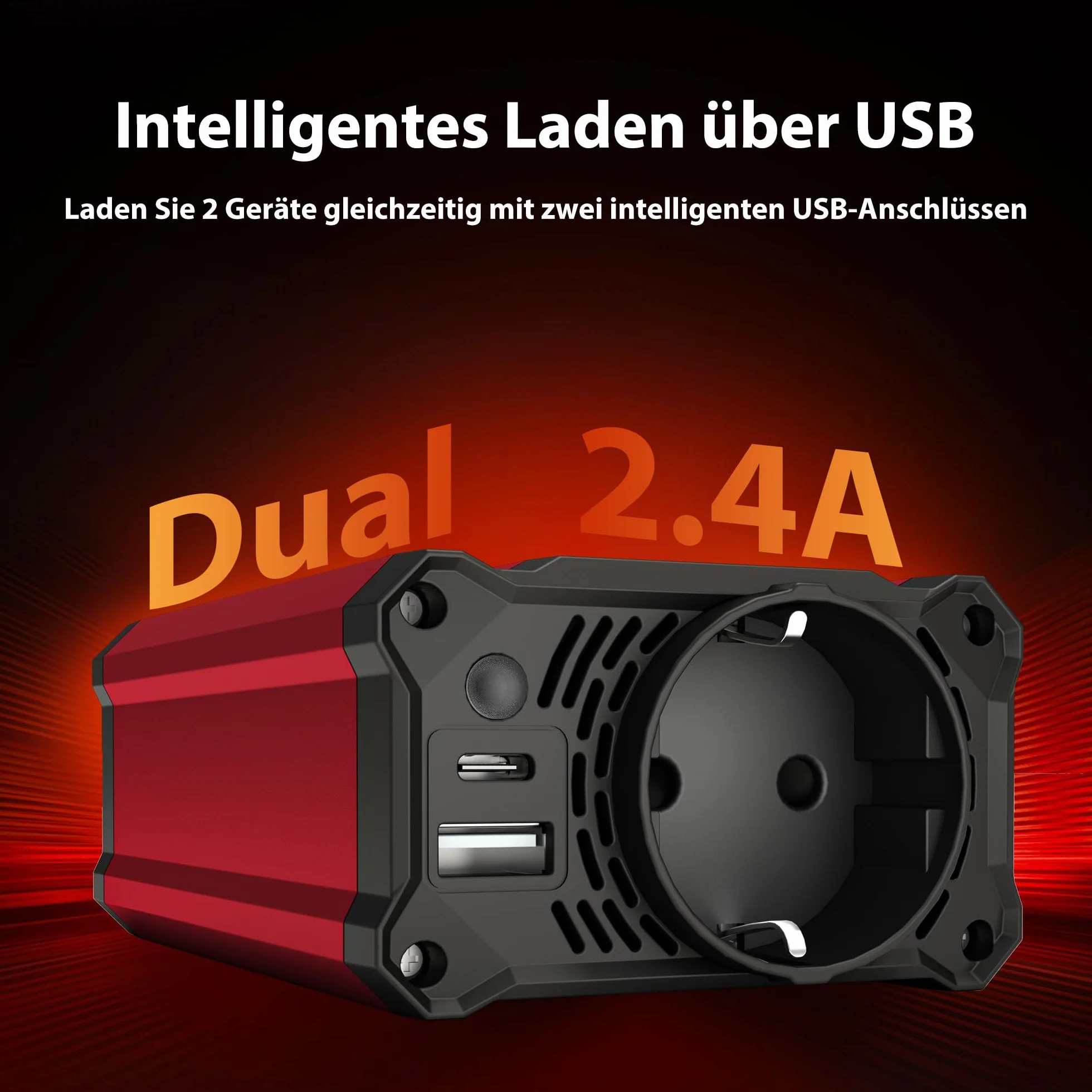 BESTEK 300W Inverter 12V 220V Convertitore Auto USB-C PD 30W USB QC 18W Prise EU