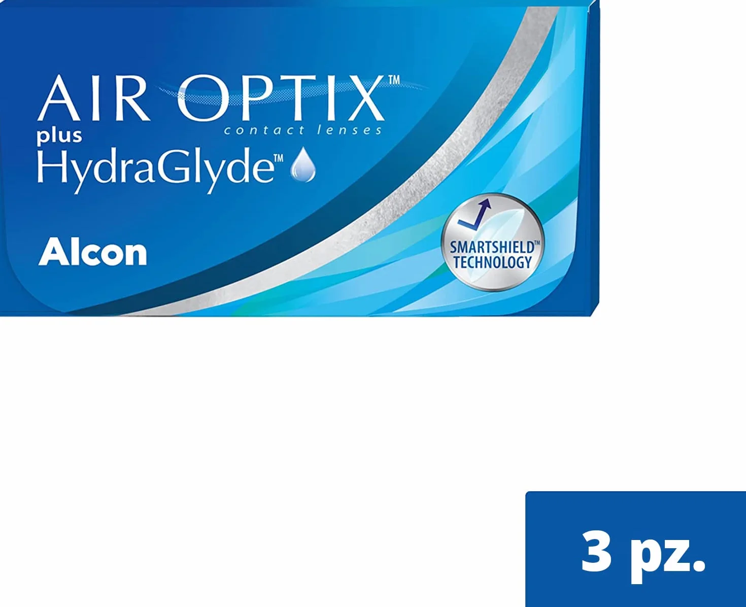 Air Optix Plus HydraGlyde Lenti a Contatto Mensili, 3 Lenti, BC 8.6 mm, DIA 14.2 mm, -3 Diopt