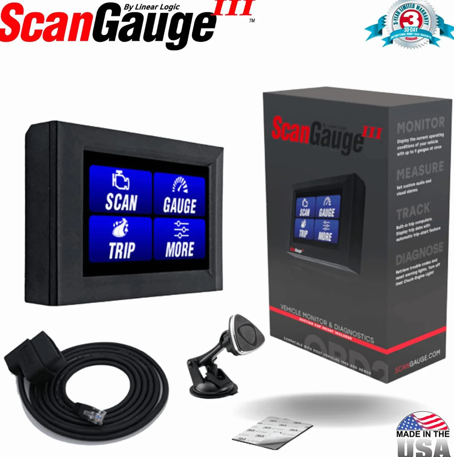 ScanGauge III Computer di viaggio carburante con XGauge (include supporto per finestra Deluxe) PN: sgIII