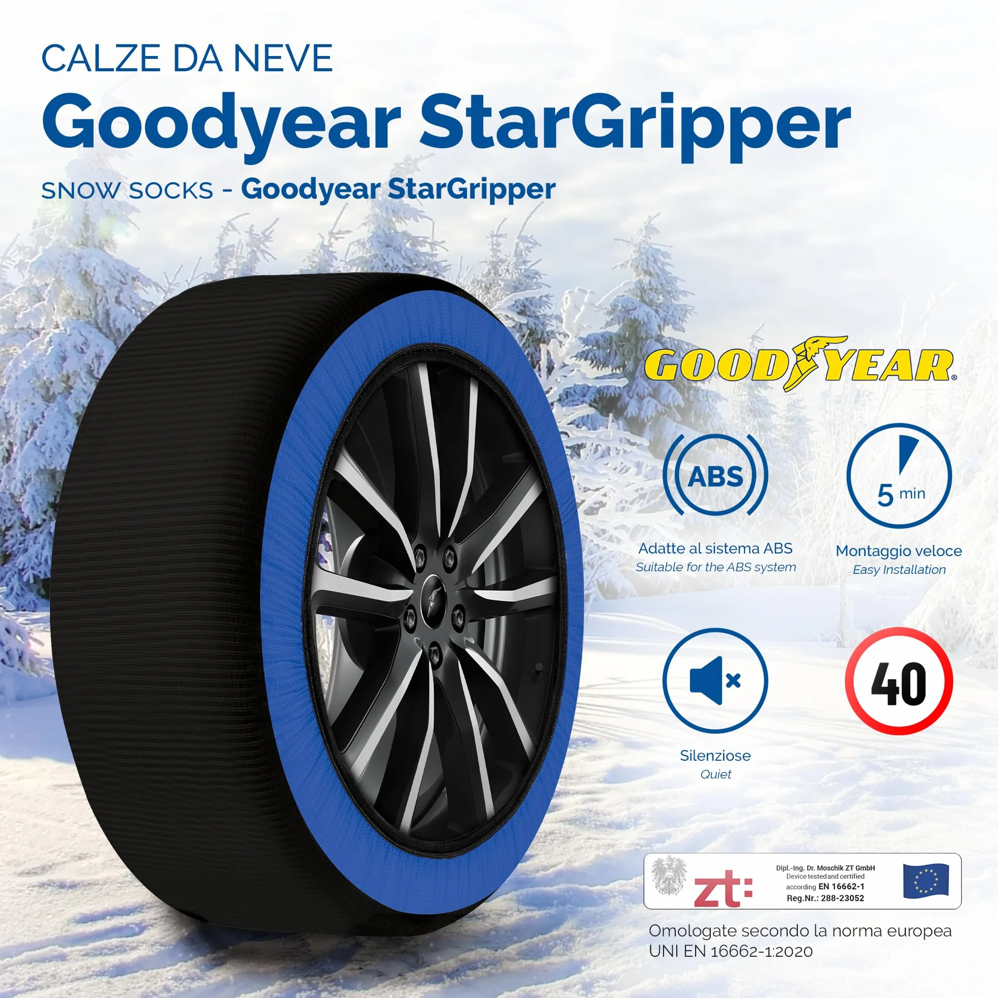 Goodyear Star Gripper Catene da Neve Tessuto Omologate EN 16662-1:2020 XL R14-R21