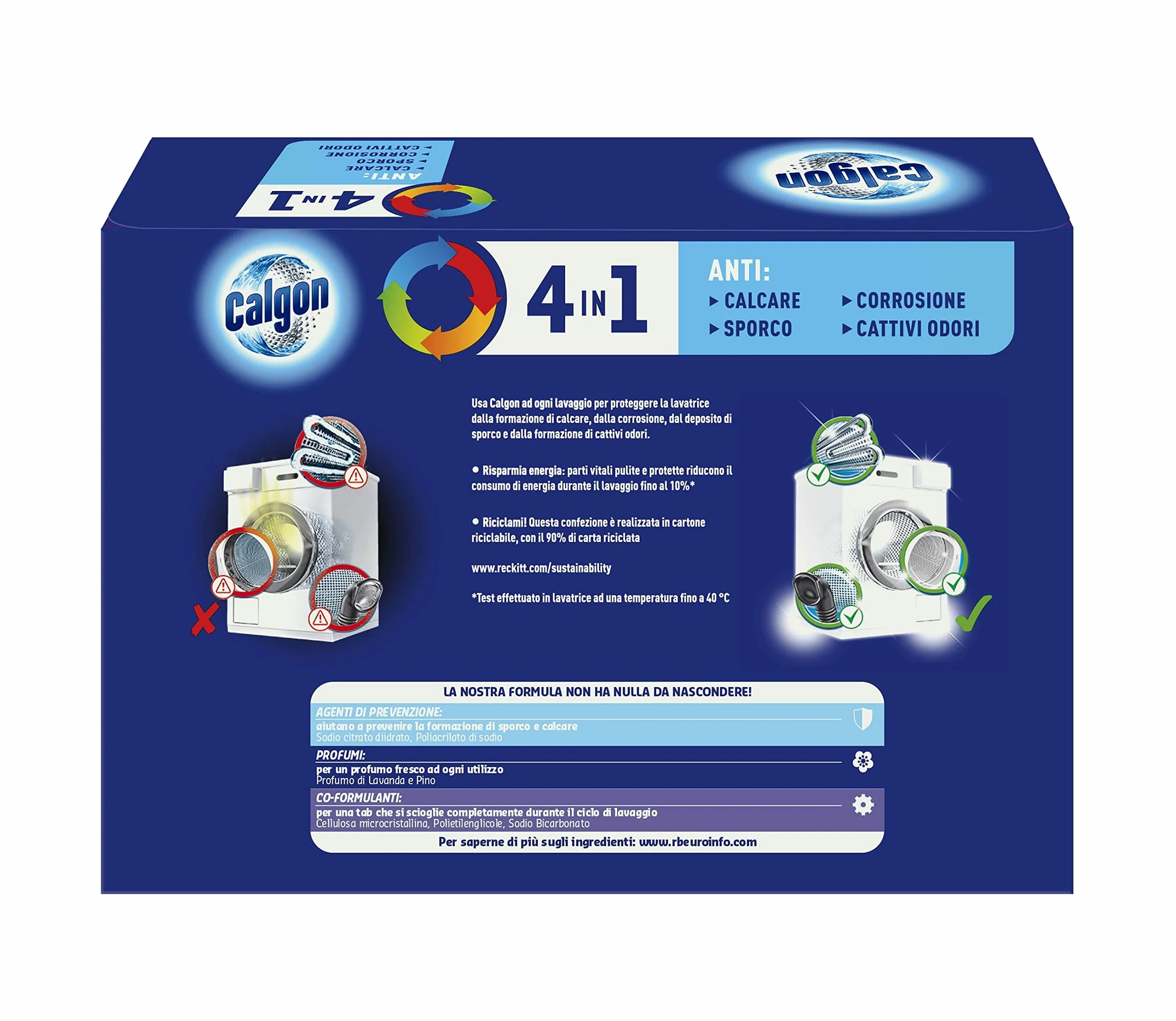 Calgon Powerball Tabs Anticalcare Lavatrice 30 Pastiglie