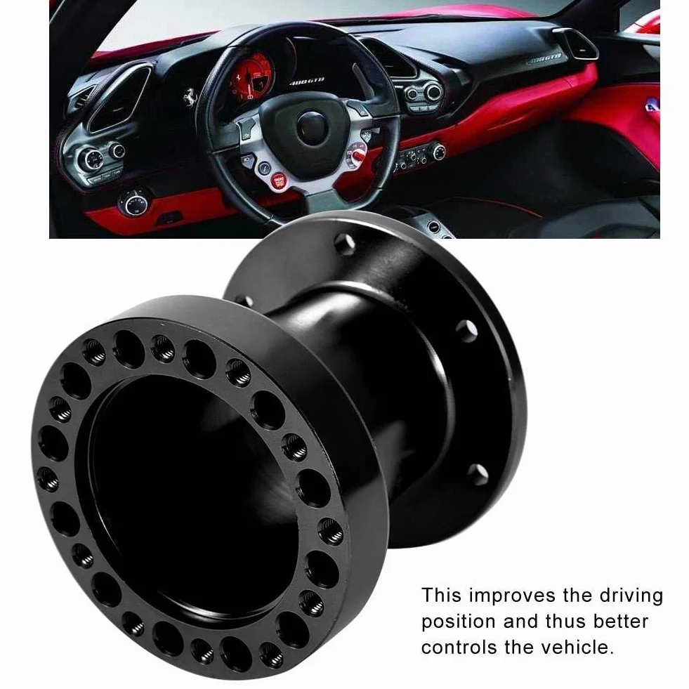 Nikou Mozzo kit adattatore mozzo volante in alluminio distanziale universale 3 pollici auto nero