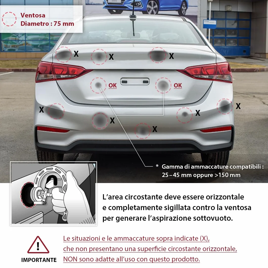 FIRSTINFO A1504A | Tira bolli in alluminio con ventosa potente da 75 mm – Rimozione ammaccature senza verniciatura