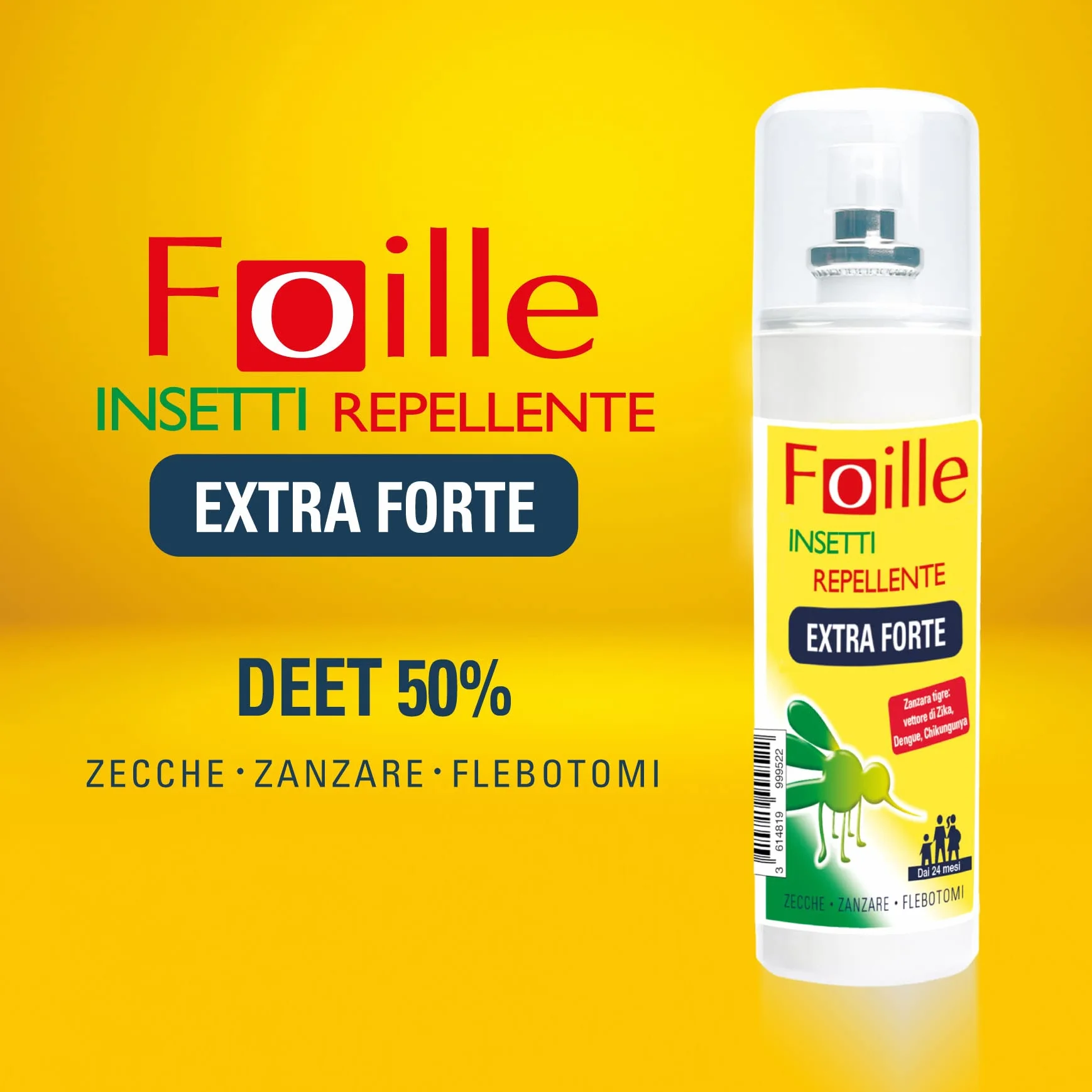 Foille Insetti Repellente Extra Forte DEET 50% Spray 200 ml