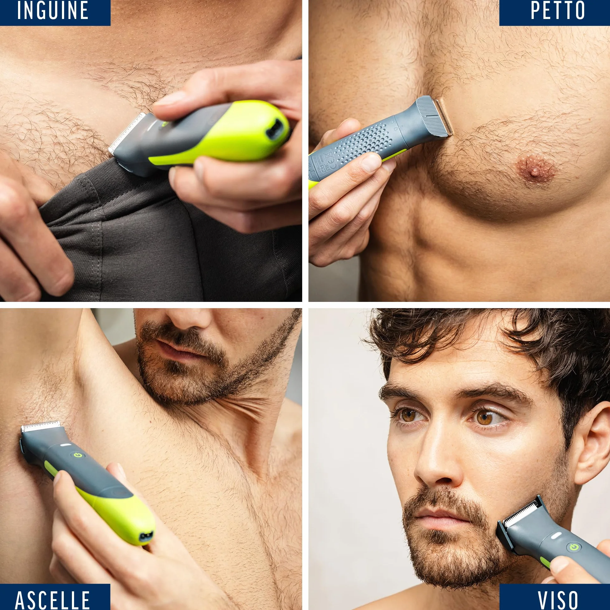 Veet Men Intimate Trimmer TOTAL PRO, Rasoio elettrico uomo corpo e parti intime, 1 testina, 2 pettini guida, Cordless