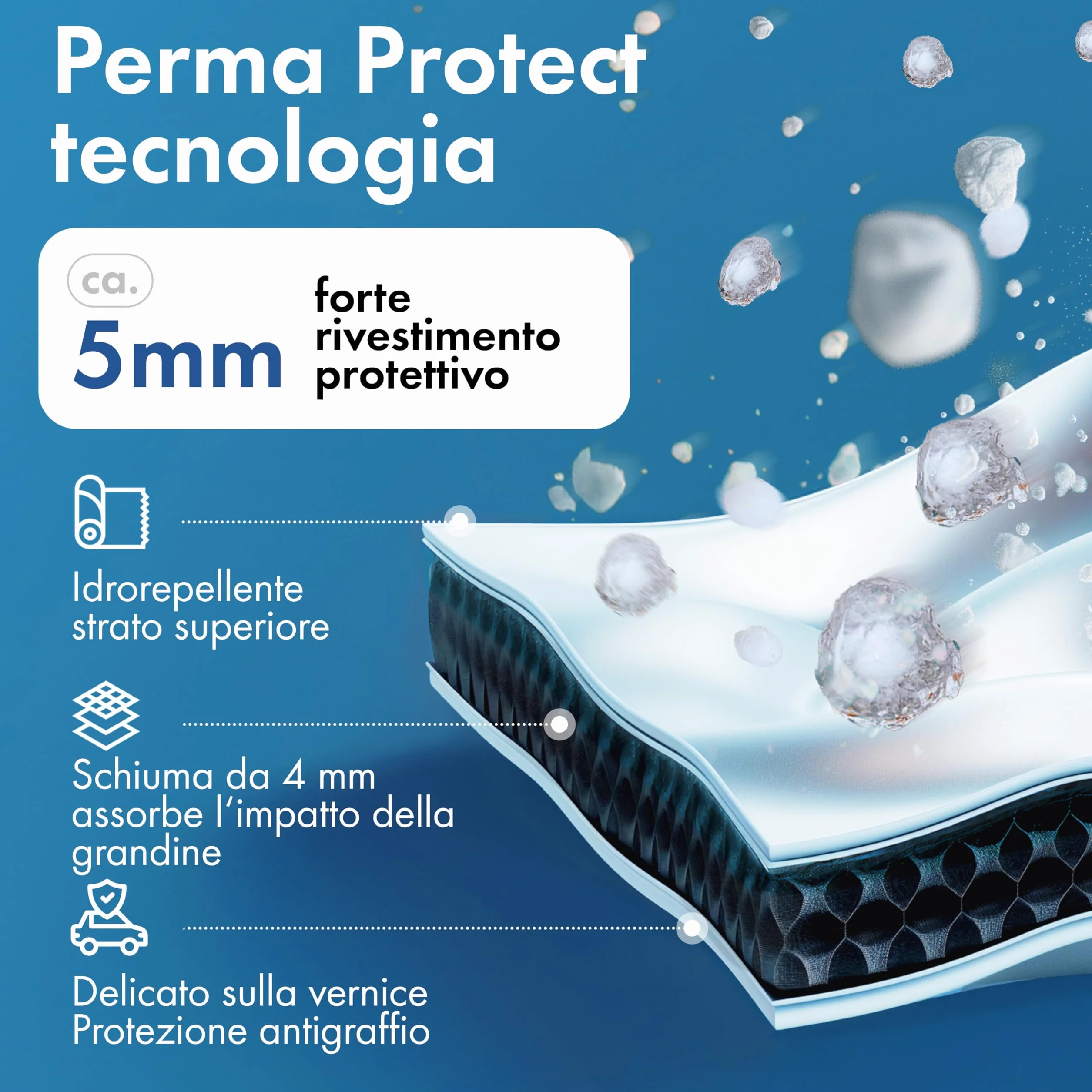 WALSER telo copriauto antigrandine, copertura antigrandine auto, copertura auto idrorepellente, copriauto completo per esterni, telo rivestimento veicolo veicolo M lunghezza max. 401-425 cm
