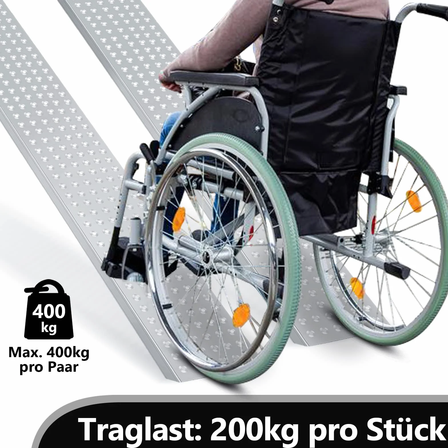 Sonnewelt Rampa di Carico x2 400 kg per Rimorchio, Moto e Auto - Guida Antiscivolo Zincata, 2 Pezzi, 160 cm