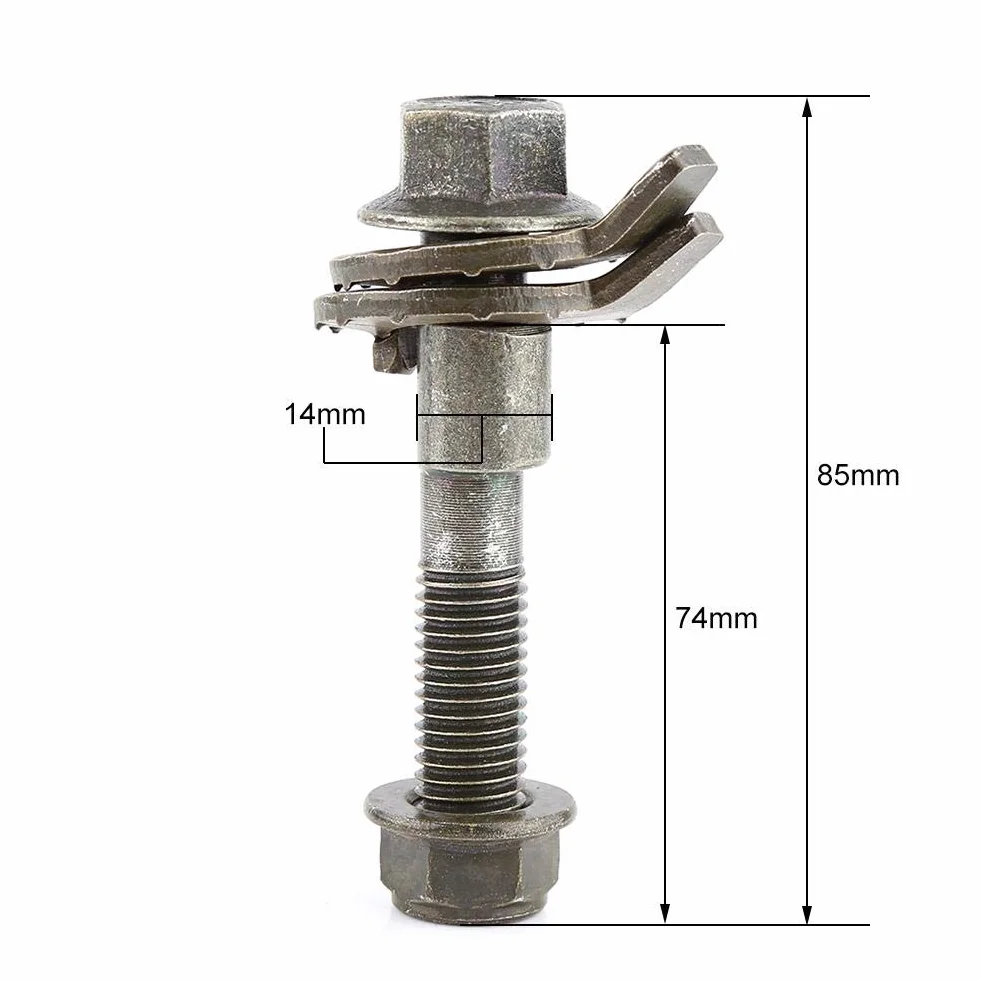 Bullone Camber 4 Pezzi 14mm Curvatura Bulloni a Camma per Veicoli Allineamento Regolabile Kit