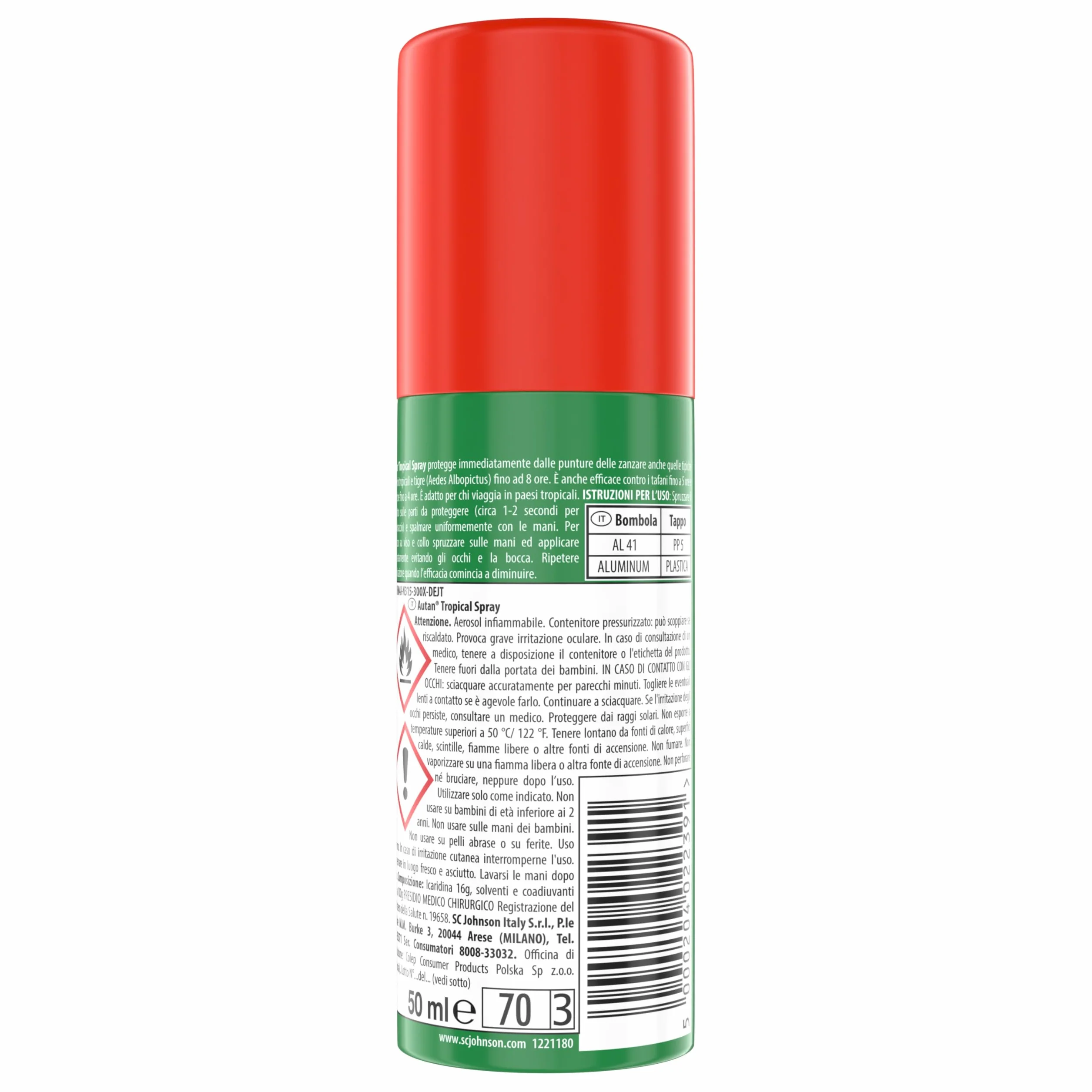 Autan Tropical Mini Spray Antizanzare Forte, Repellente Zanzare, 8h Protezione, 6x50 ml