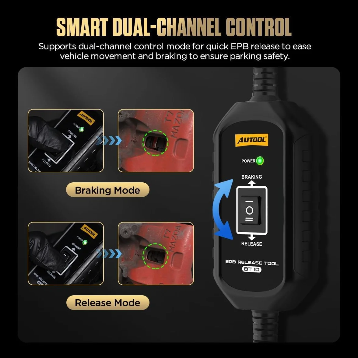 AUTOOL BT10 EPB Strumento di sblocco freno a due canali per auto elettronico