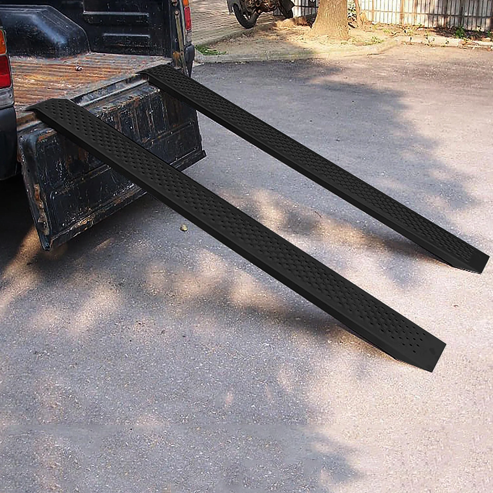 NAIZY 2X Rampa di Carico in Acciaio, 135 cm | Max 400 kg | Zincata | Antiscivolo per Auto Moto Quad PKW, Nero