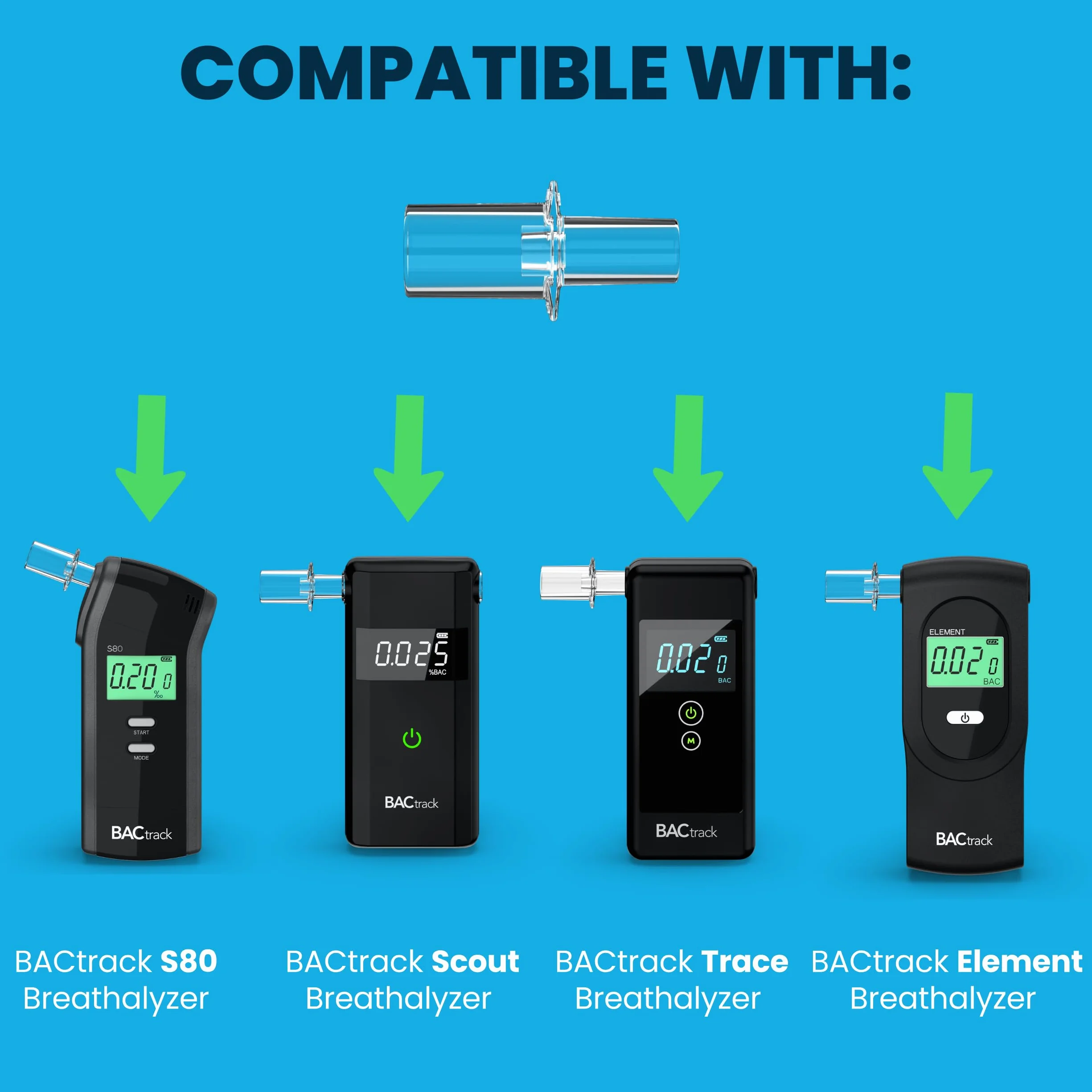 BACtrack, Beccucci per Etilometri Professionali (Confezione da 50), Compatibili con Gli Etilometri S80, Trace, Scout, Element