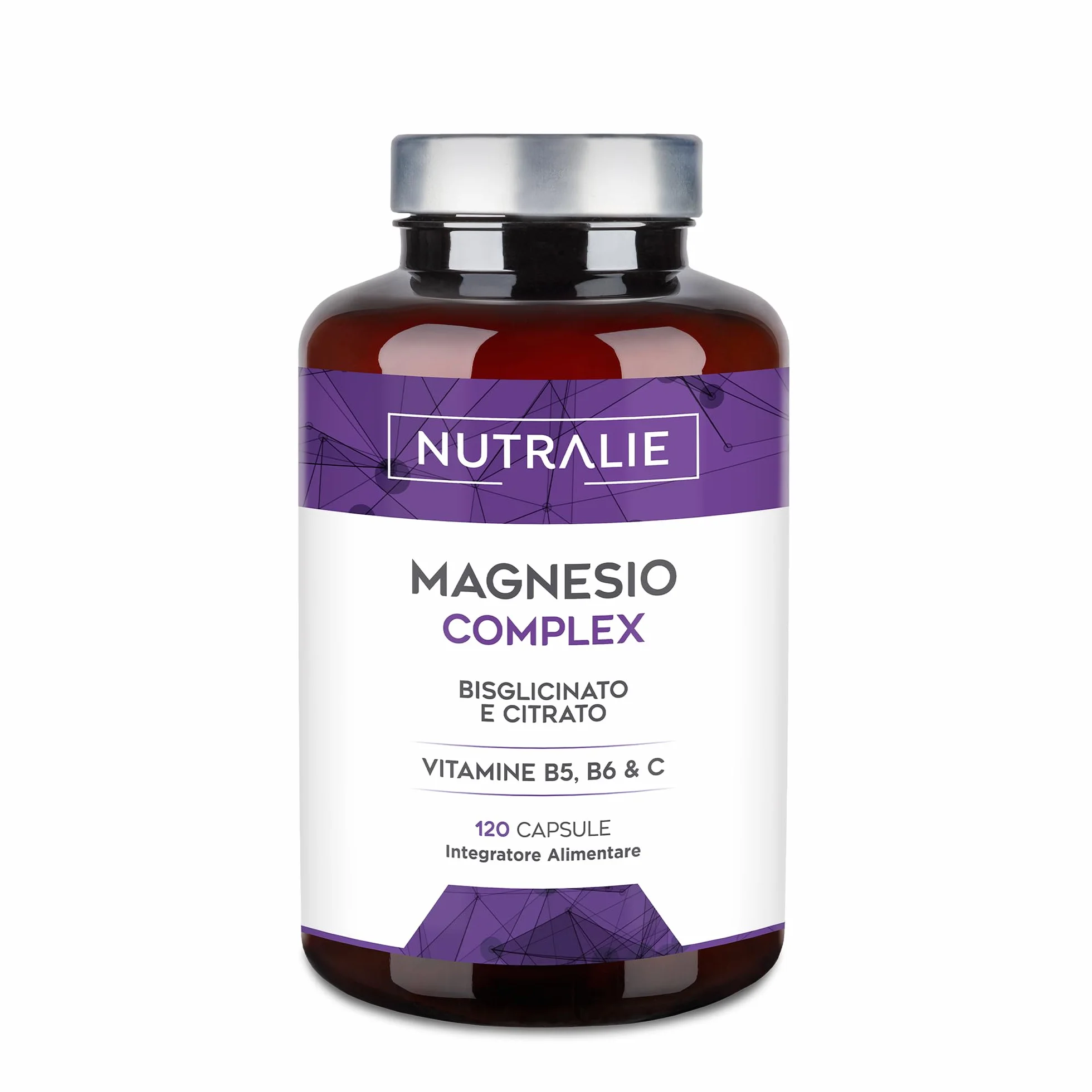 Magnesio Bisglicinato + Citrato 2145mg Vitamine B5 B6 C Stanchezza Fatica 120 Capsule Vegane Nutralie