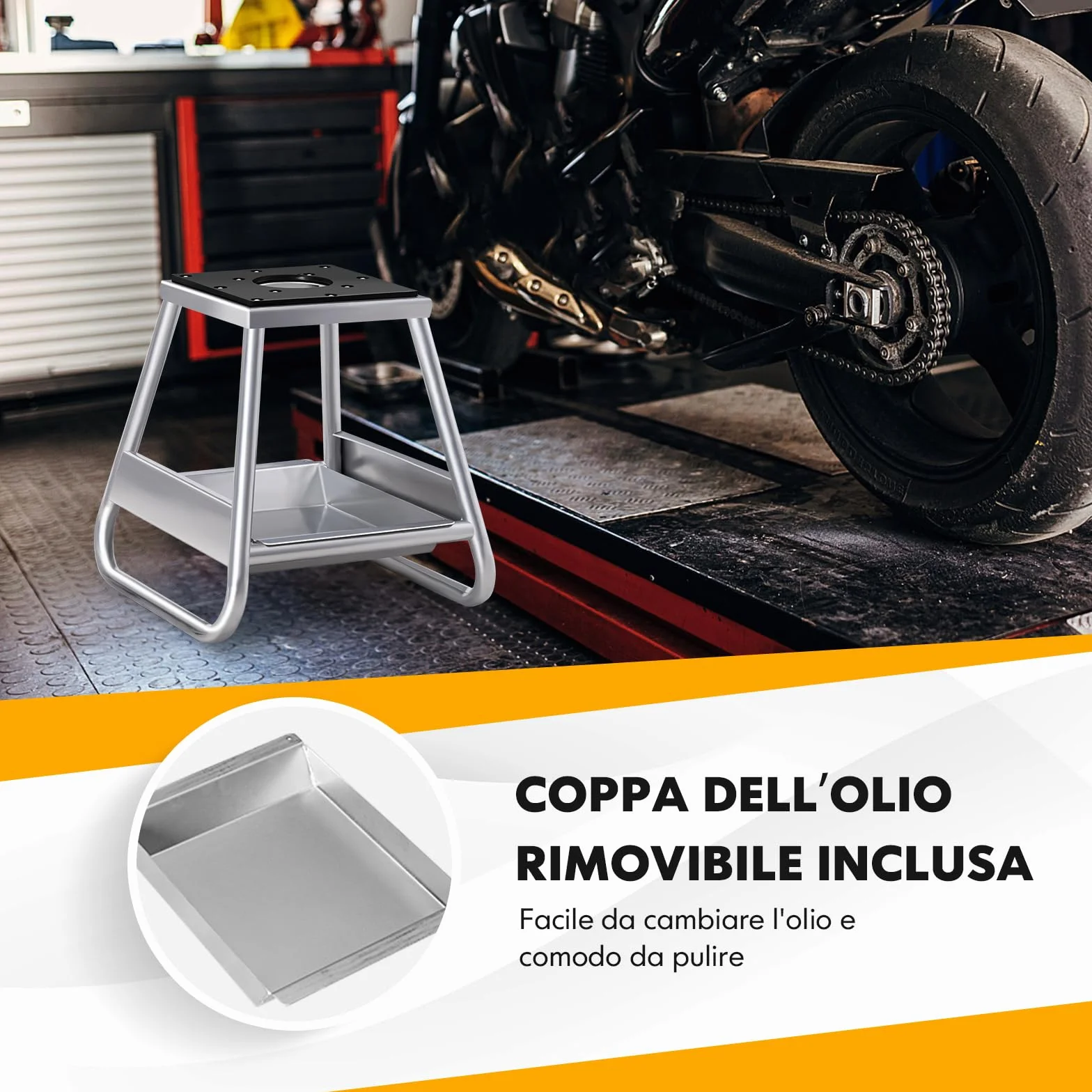 COSTWAY Cavalletto Sollevatore per Moto da Cross, Supporto Moto Fuoristrada in Metallo, Portata 450 kg