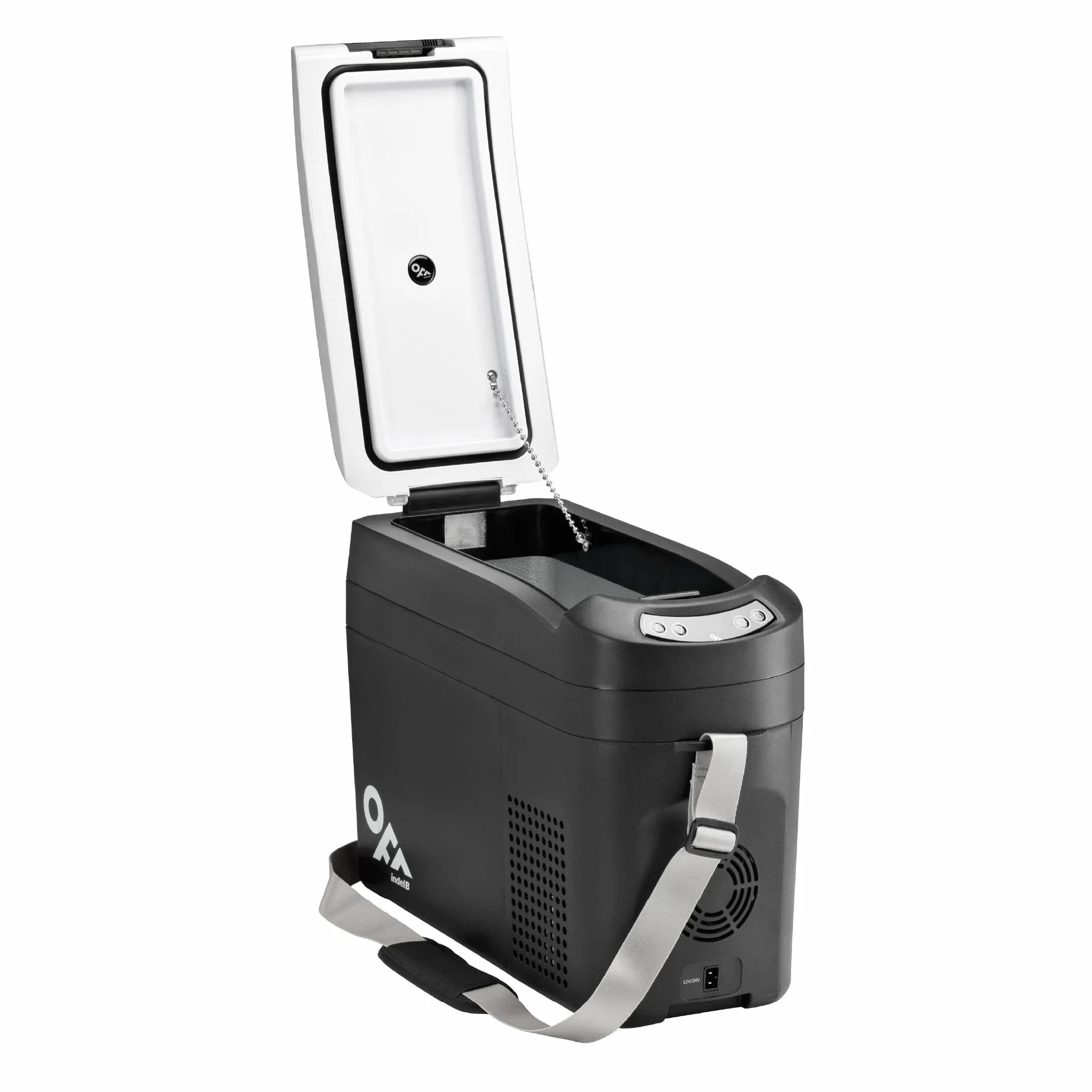 Indel B TB18 Black Frigorifero Freezer Portatile a Compressore, Capacità 18 Litri, per Auto, Camper, Campeggio, Camion, 12/24V DC con Presa Accendisigari
