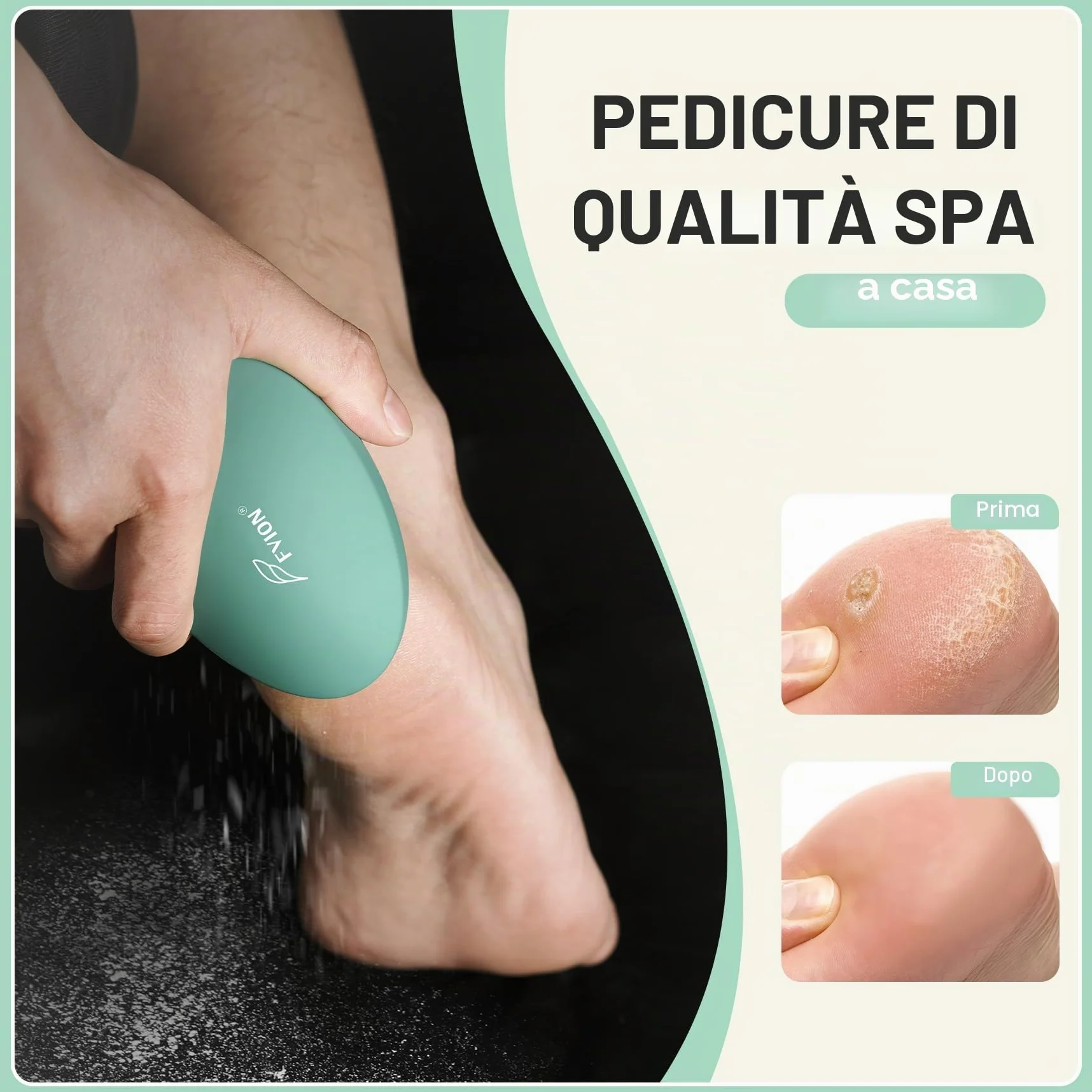 Lima per Piedi in Nano Vetro Professionale, Raspa Piedi Calli Rimozione Portatile, Cura Piedi Ruvidi Secchi (Verde)