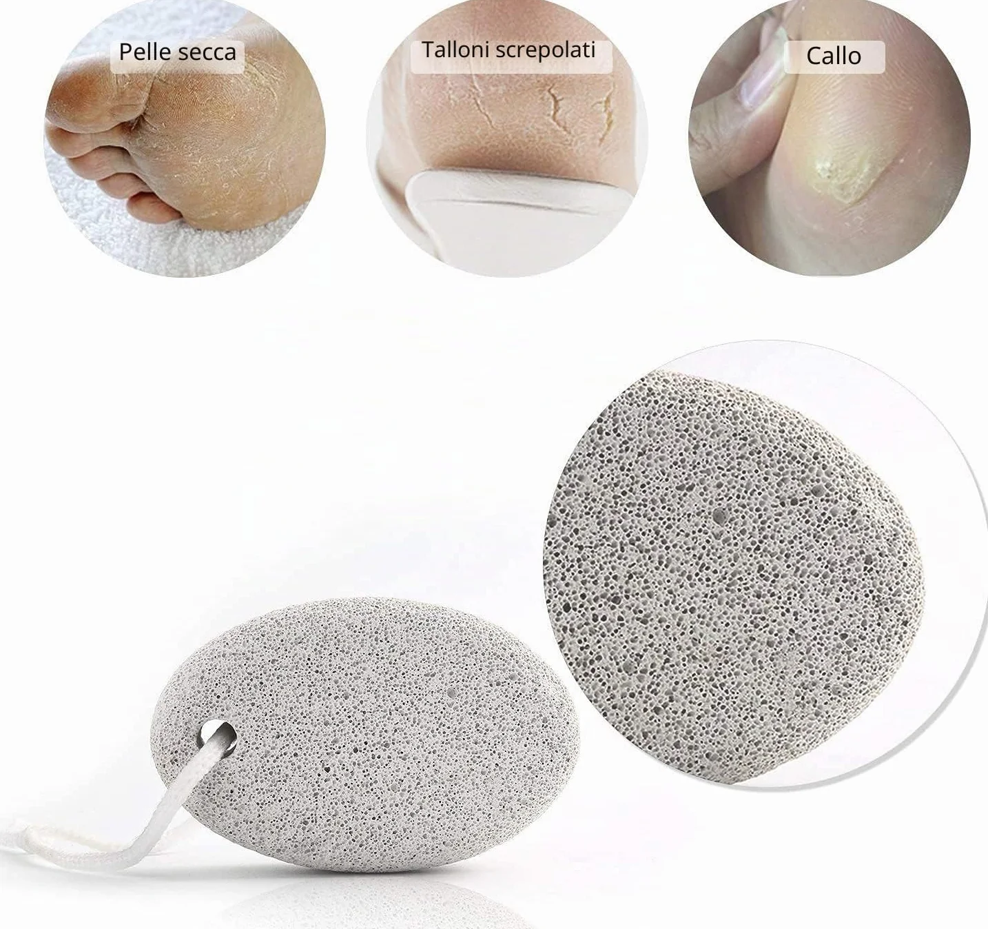 PHOGARY Pietra pomice naturale per piedi 2 pezzi strumenti pedicure rimozione calli pelle dura esfoliazione