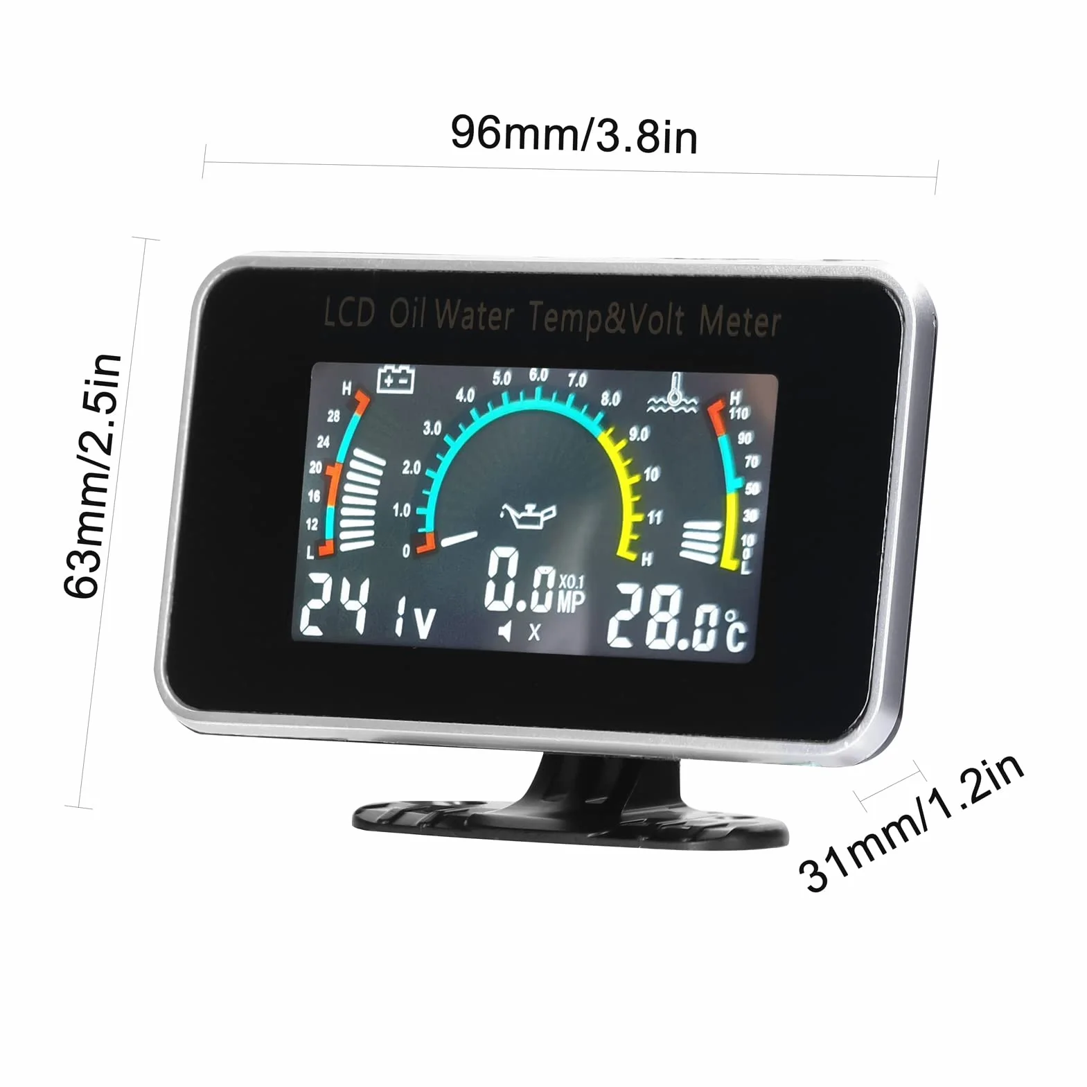 HUIOP Manometro dell'olio,Misuratore LCD per Auto 3-in-1 Misuratore di Pressione Olio Digitale Misuratore di Temperatura dell'Acqua Strumento Universale 9-36V per Camion SUV RV