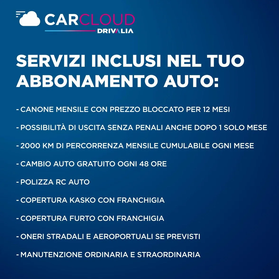 DRIVALIA Iscrizione noleggio in abbonamento CarCloud City 2026