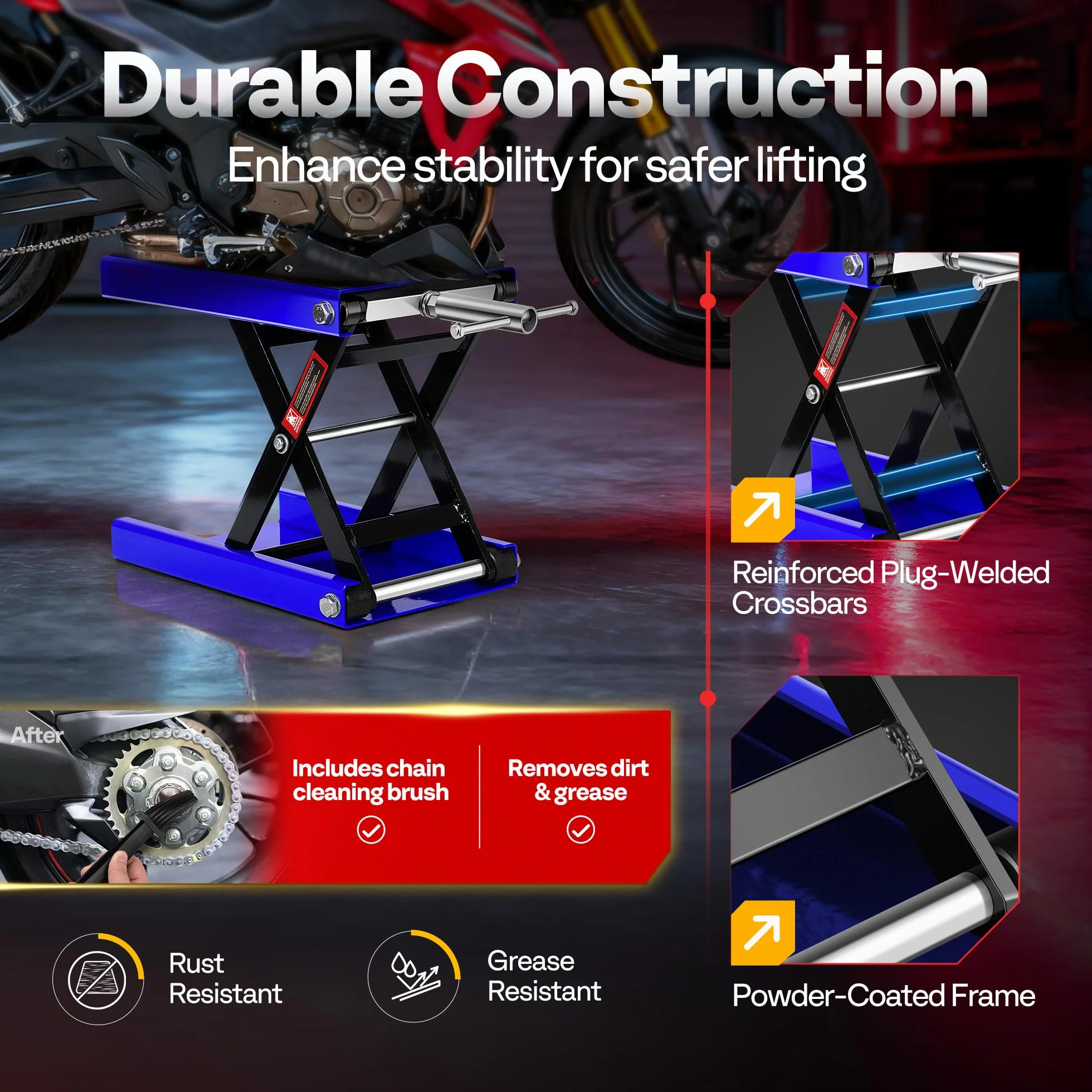 VIVOHOME Martinetto a forbice per moto 500 kg regolabile in altezza acciaio resistente