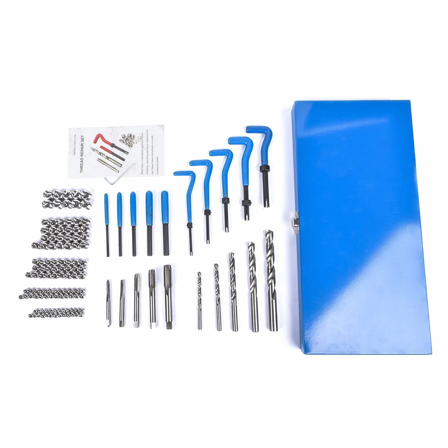 Bisenya Kit riparazione filettatura 131 pezzi M5 M6 M8 M10 M12 blu