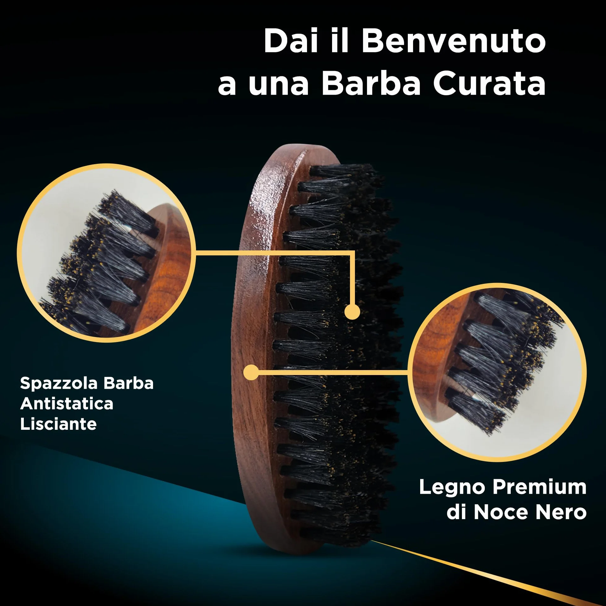 Sakkal Spazzola per barba in setole di cinghiale lisciante antistatica