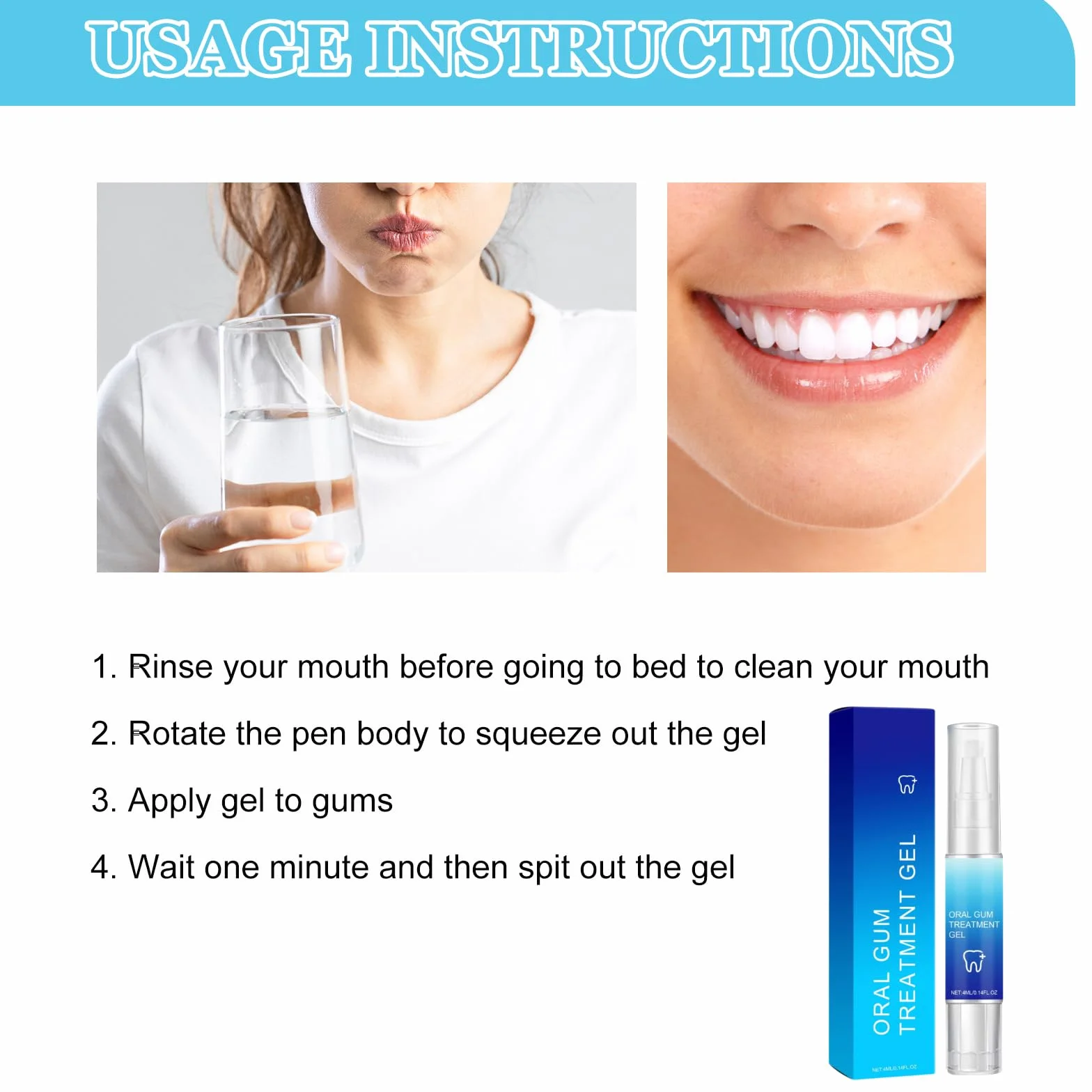 Cureend Teeth Repair Gel Per Riparare Le Gengive Ritirate, Gum Shield Therapy Gel 4 Pezzi