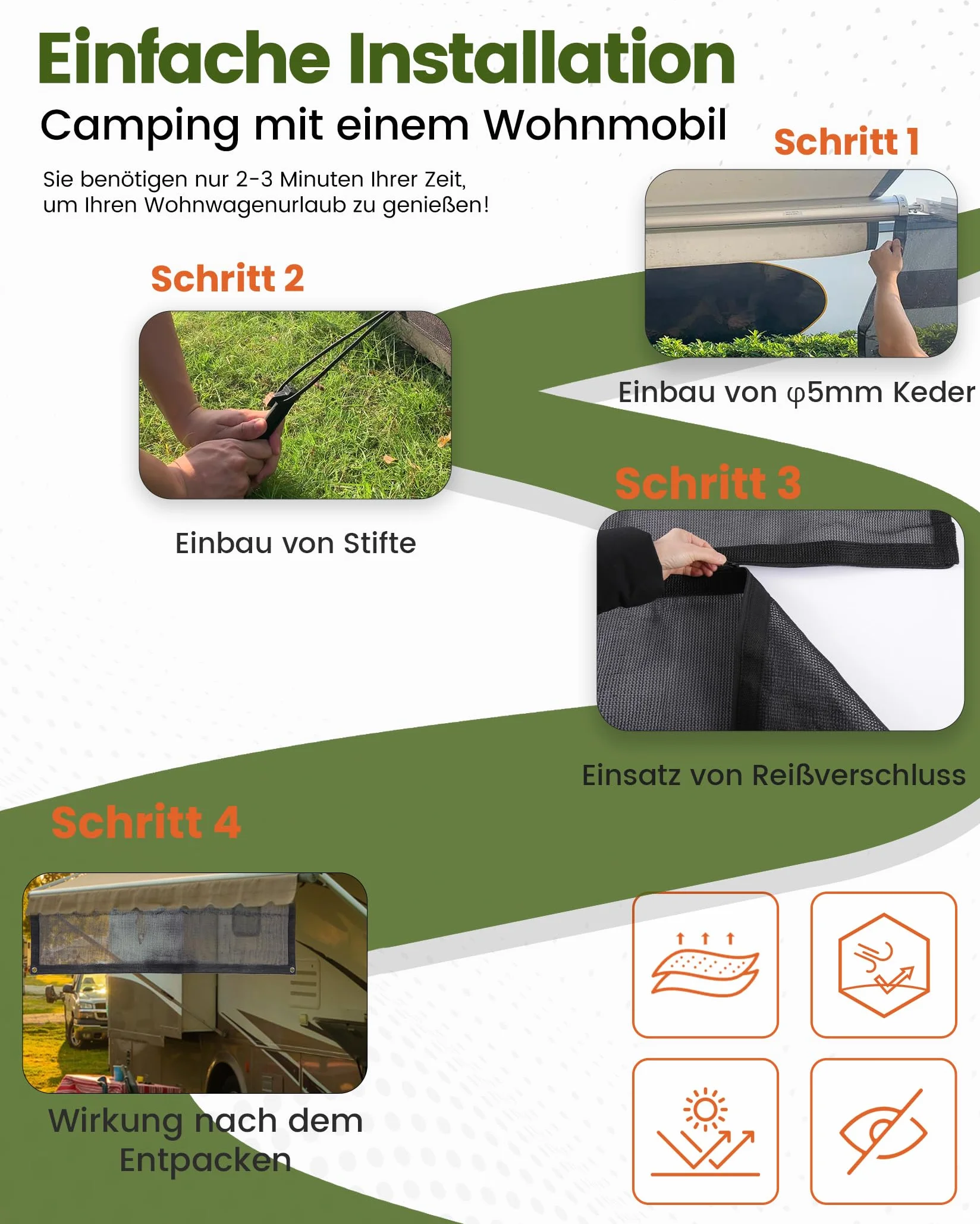 Sun View Blocker trapezoidale 75% tenda parasole pannello frontale protezione solare 2 x 4 m per camper