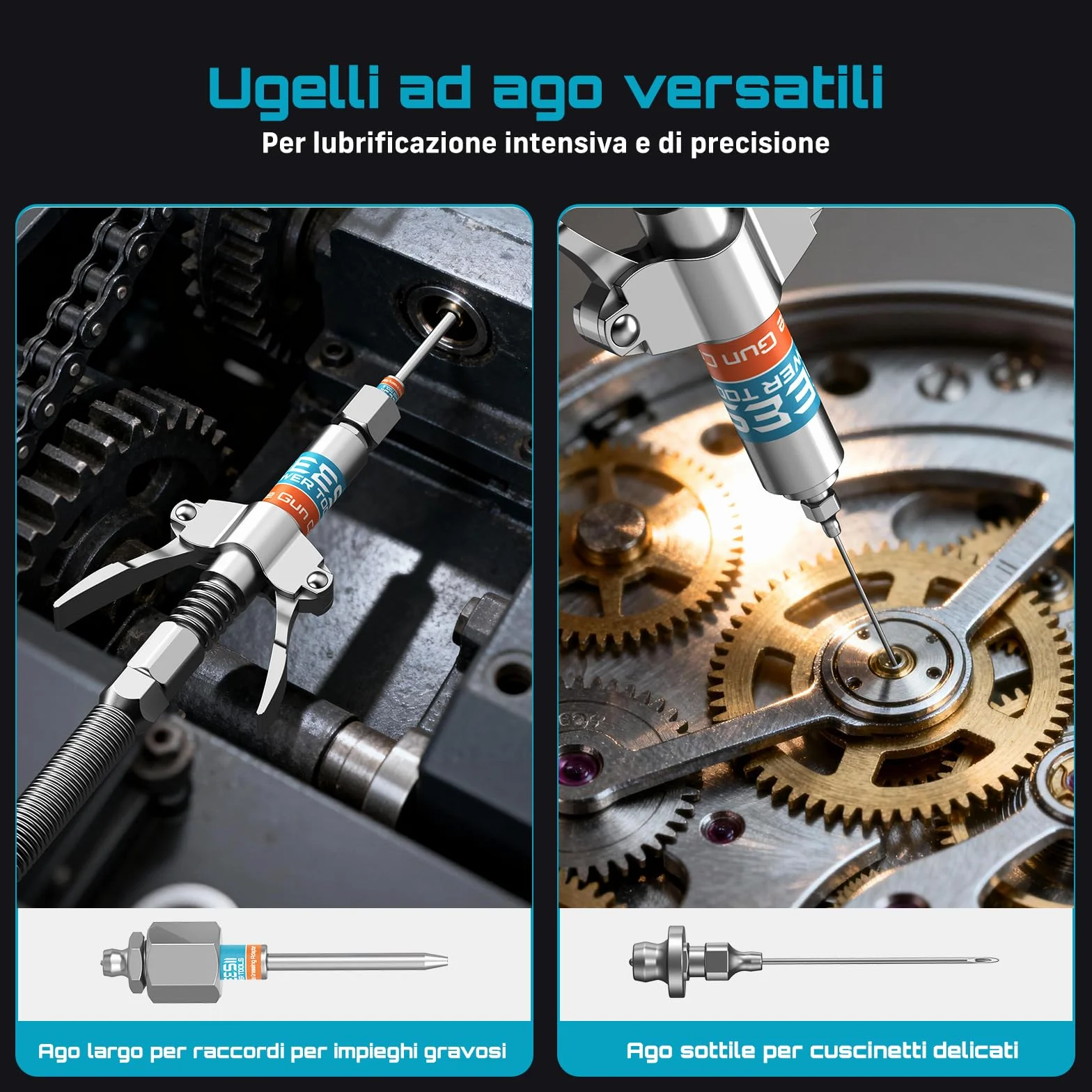 Seesii Kit di Accessori per Ingrassatore GR04P, Testina Professionale, Adattatore 90°, Tubo Flessibile 30 cm, 2 Puntali