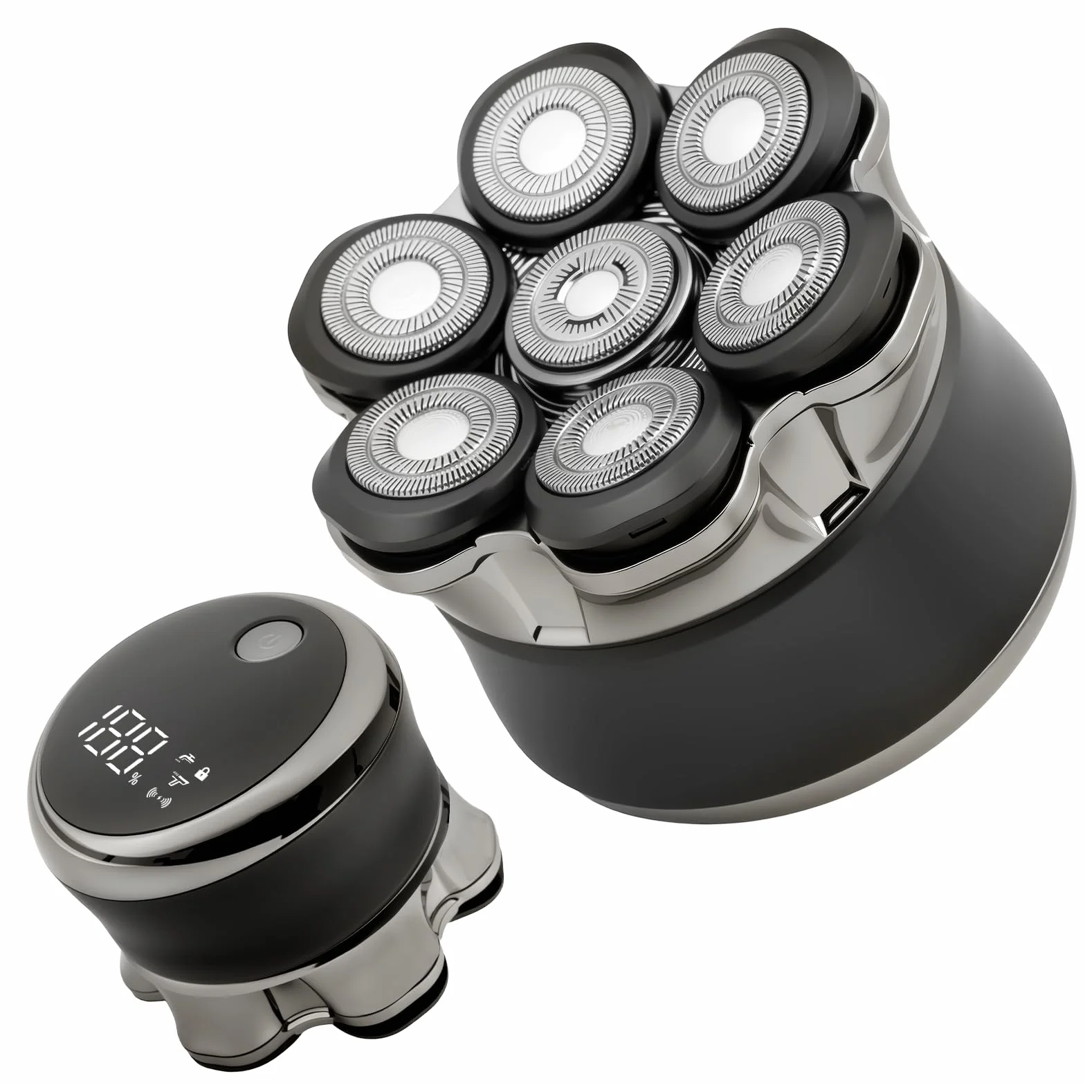 Carehabi Rasoio Testa Calva Uomo IPX6 Impermeabile Ricaricabile Interfaccia Type-C Testina Flottante Magnetiche 7D Autonomia 120 Minuti