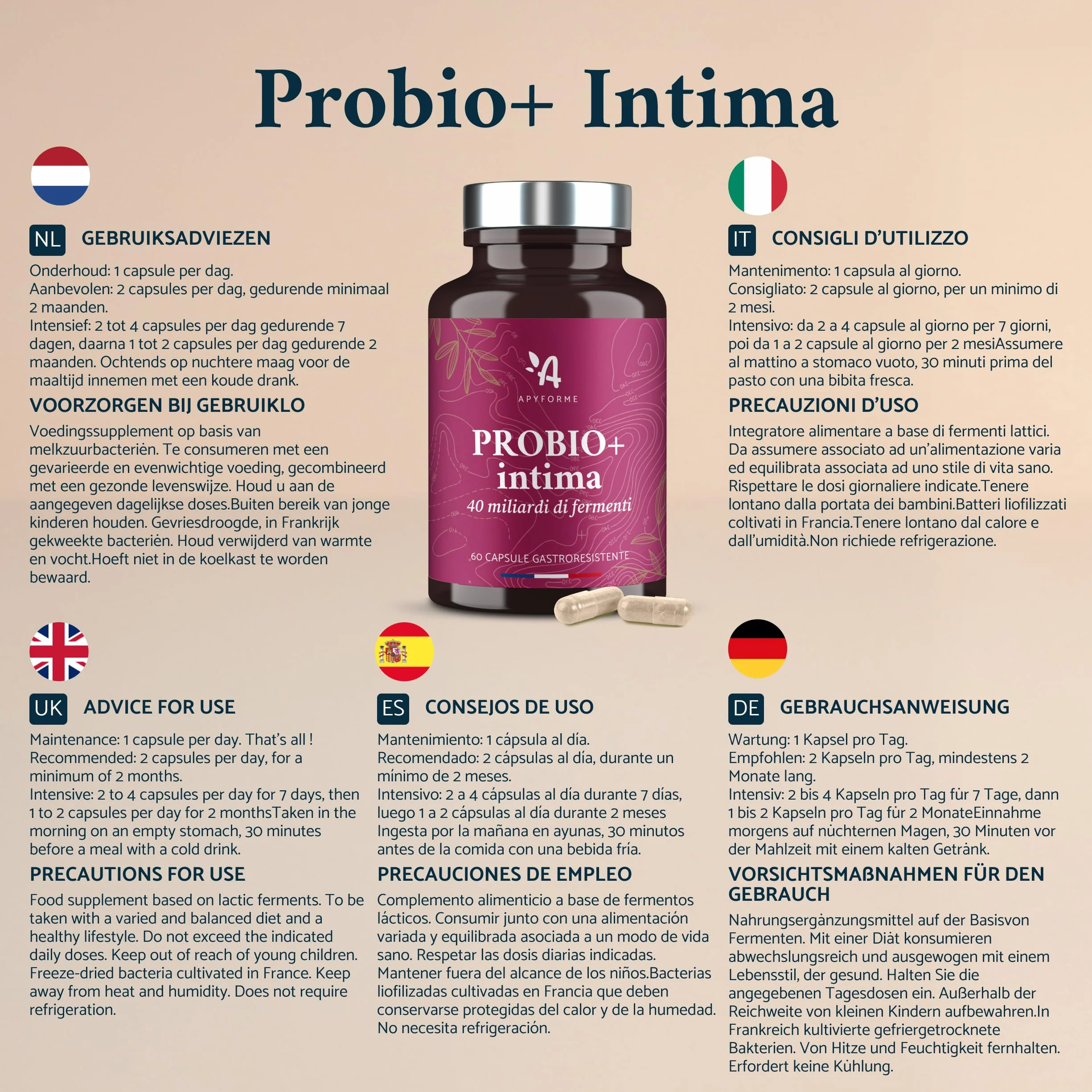 Probio+ Intima Probiotici Donna Flora Intima 40 Miliardi UFC 4 Ceppi Lactobacillus 60 Capsule Gastroresistenti
