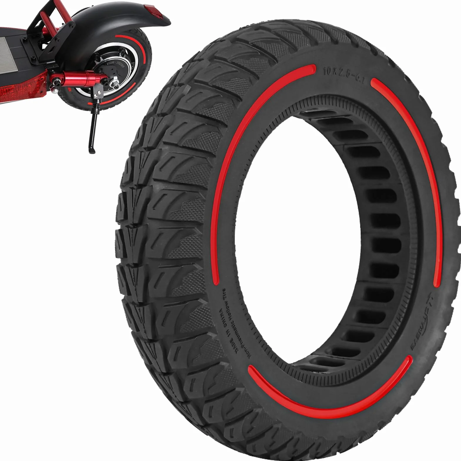 10 x 2,5 – 6,1 ruote di ricambio, pneumatici solidi da 10 pollici, per scooter elettrico KUGOO M4/M4 Pro, pneumatici di ricambio anteriori/posteriori, pneumatici pieni, antiscivolo