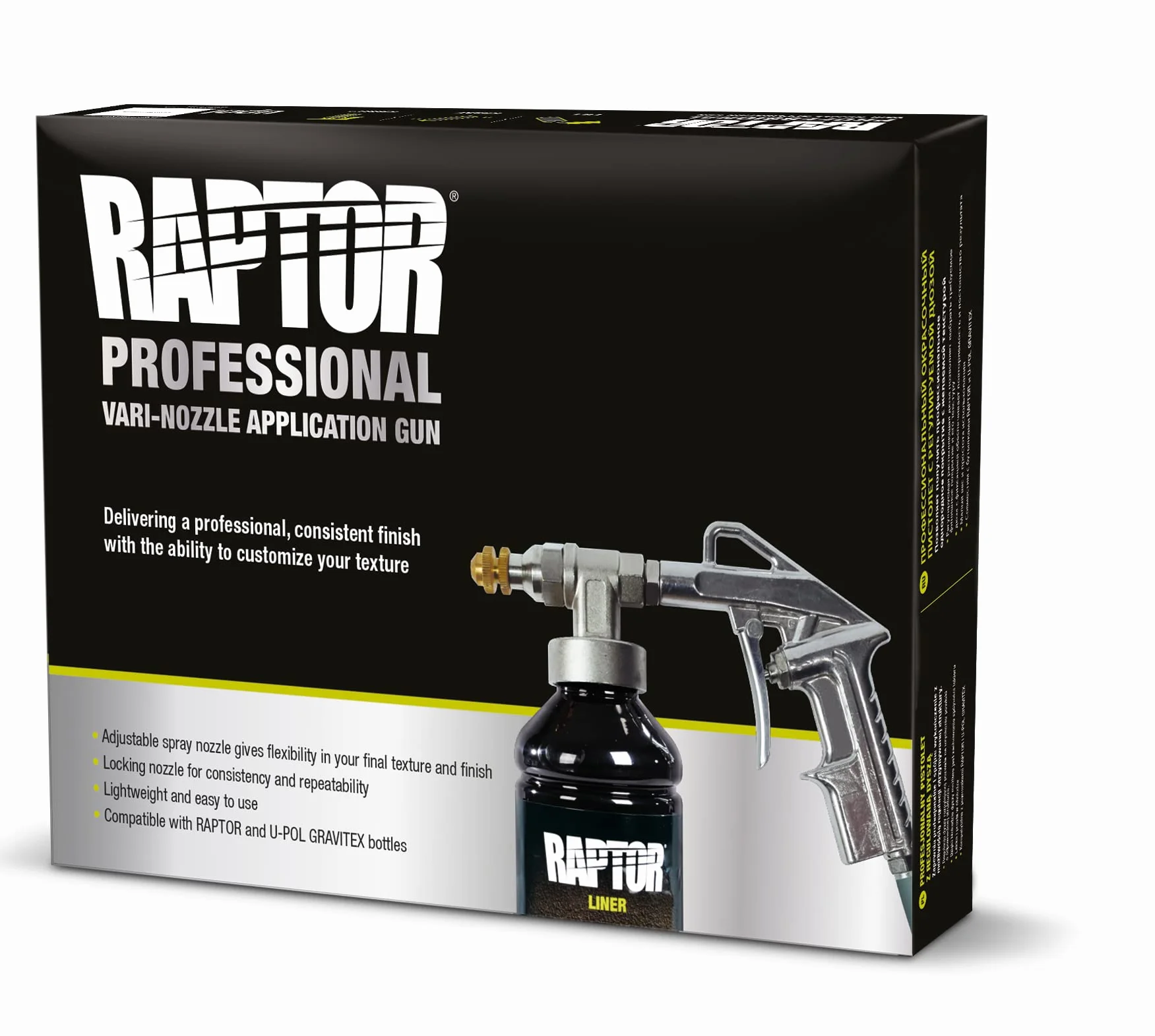 U-POL Raptor Rivestimento Protettivo Kit, 4 Bottiglie 3,79 Litri (Incluso indurente), Bianco con Pistola Raptor Professional Vari Nozzle