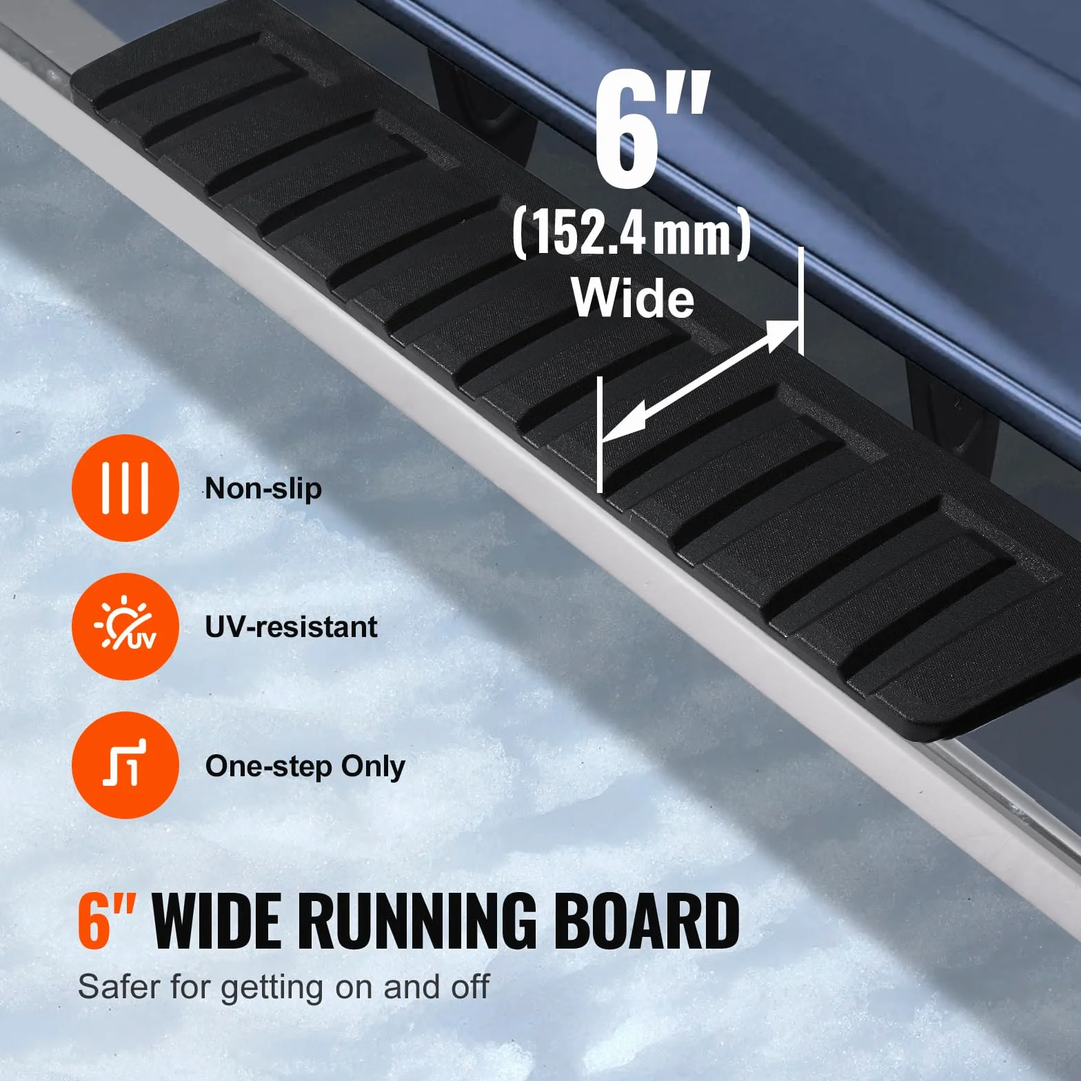 VEVOR 2 pedane da 6,5" compatibili con 1500/2010-2023 Ram 2500/3500 2009-2018 (incluso 2019-2023 Classic), 201 barre laterali in acciaio inossidabile, capacità di carico 500 libbre