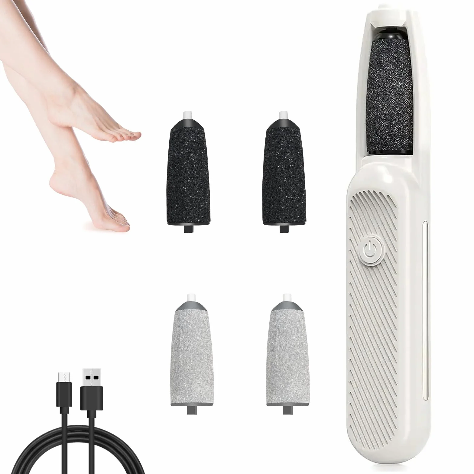 Pedicure Elettrico Professionale con 4 Rulli Intercambiabili, Rimuove Calli e Pelle Secca, Lima per Piedi Ricaricabile