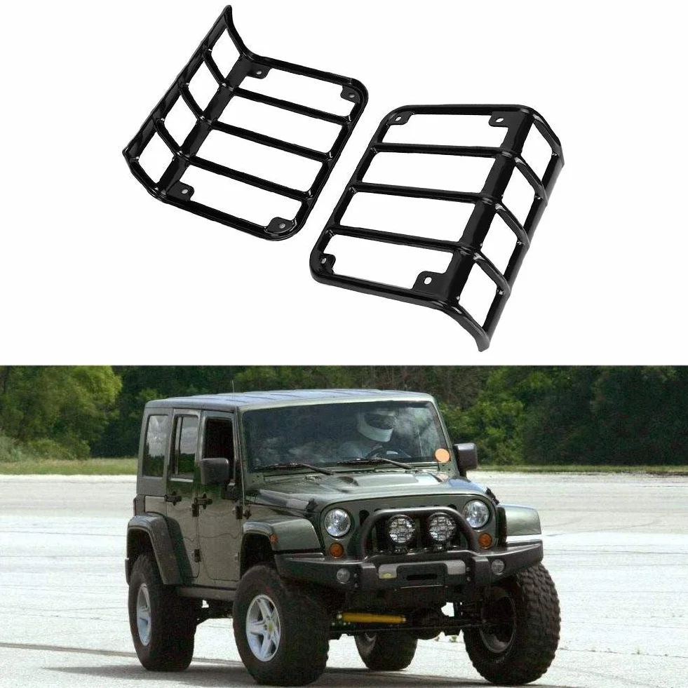 Qiilu Fanali Posteriori Copertura Protezione Adatto per Wrangler JK 2007-2017 Nero
