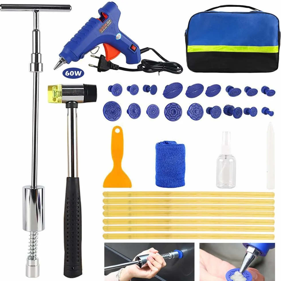 Tirabolli per Carrozzeria Kit Riparazione Ammaccature Levabolle Auto Moto Estrattore Ventosa Rimozione Grandine