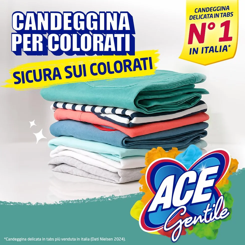 ACE Gentile Maxi Tabs 18 szt. tabletki do prania, wybielacz delikatny, odplamiacz, higienizacja, tlen aktywny