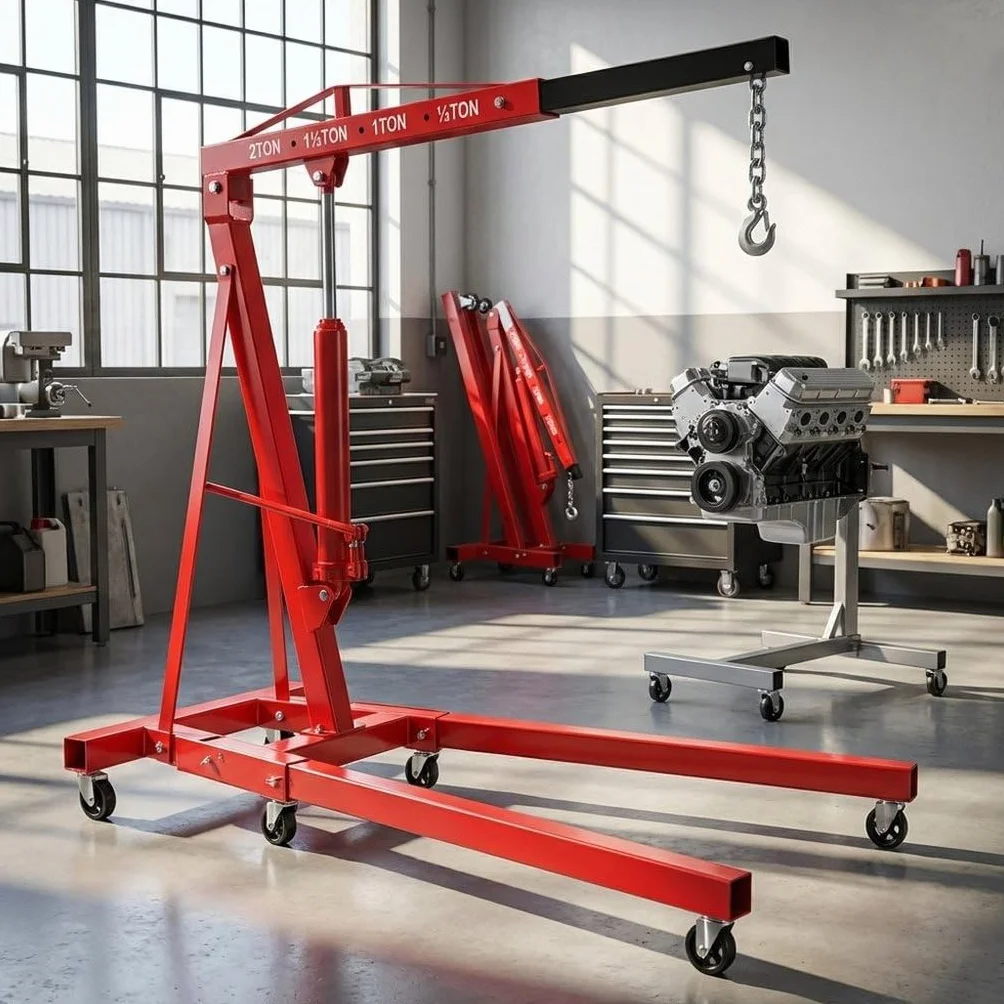 Alza motori pieghevole su ruote 2 tonnellate braccio regolabile 4 posizioni 158x106x156 cm