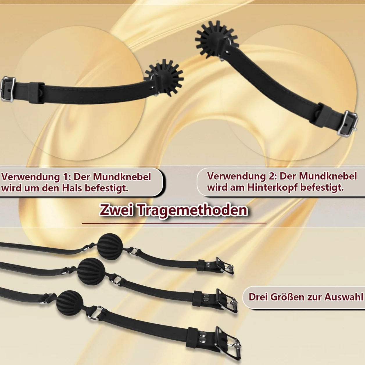 Ball Gag Silicone BDSM Bocca Gag Breathable Black 4.5cm Gioco di Ruolo Sessuali per Coppia