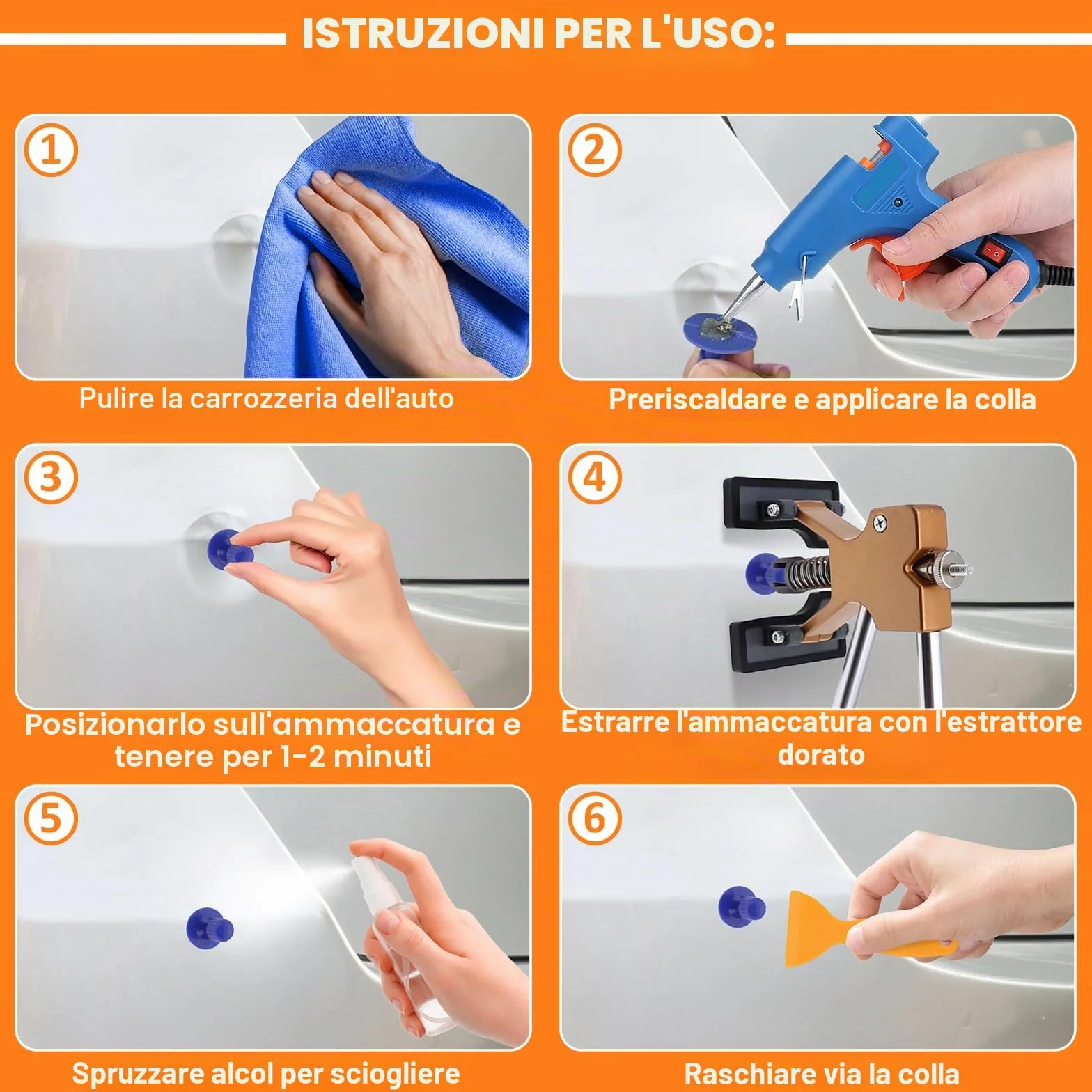 KAOLALI Kit Estrattore per Ammaccature Senza Vernice 78 Pezzi Tirabolli Carrozzeria Auto