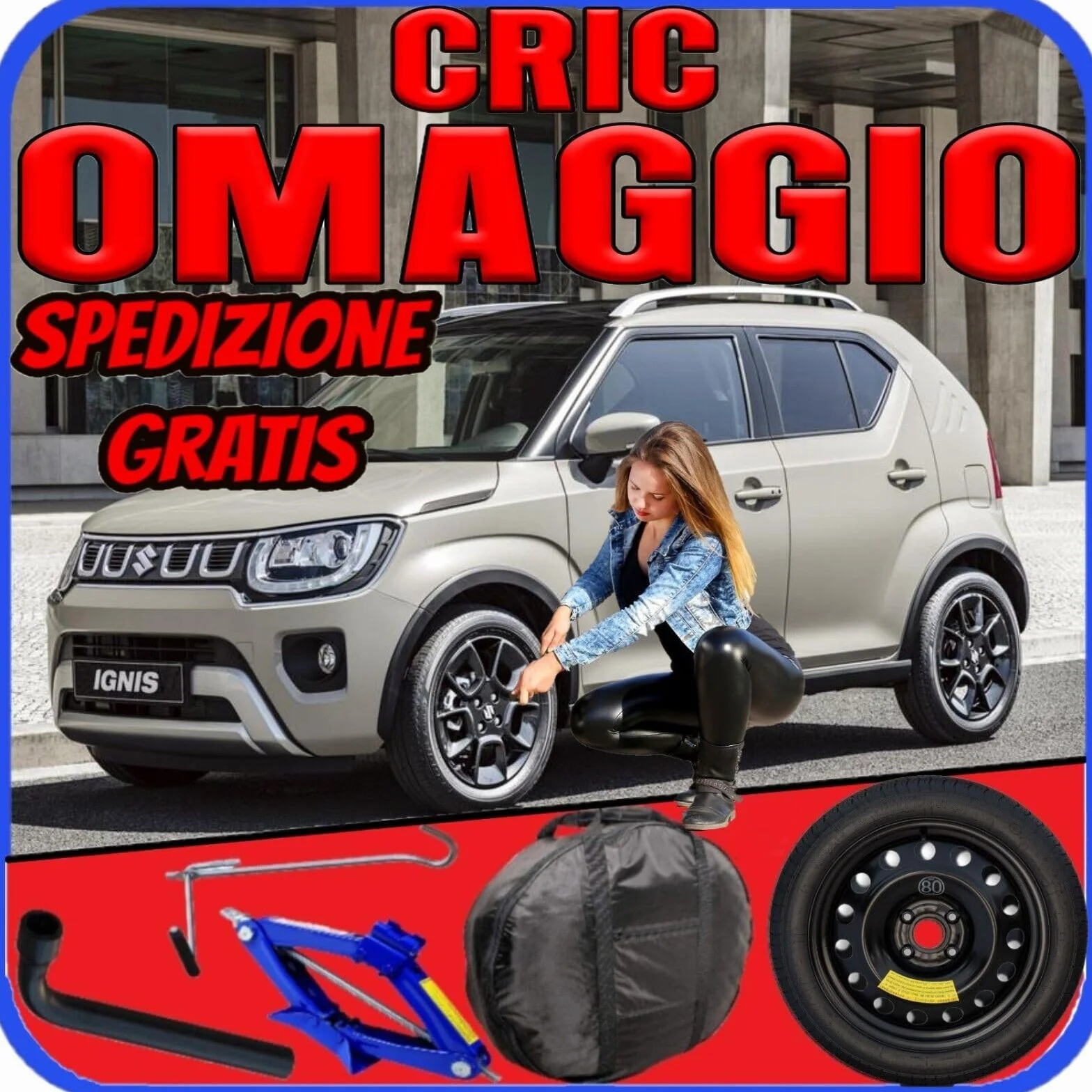 Ruotino Di Scorta Per Suzuki Ignis 4 Fori 125/80 R16 2016-2024 Con Kit Accessori
