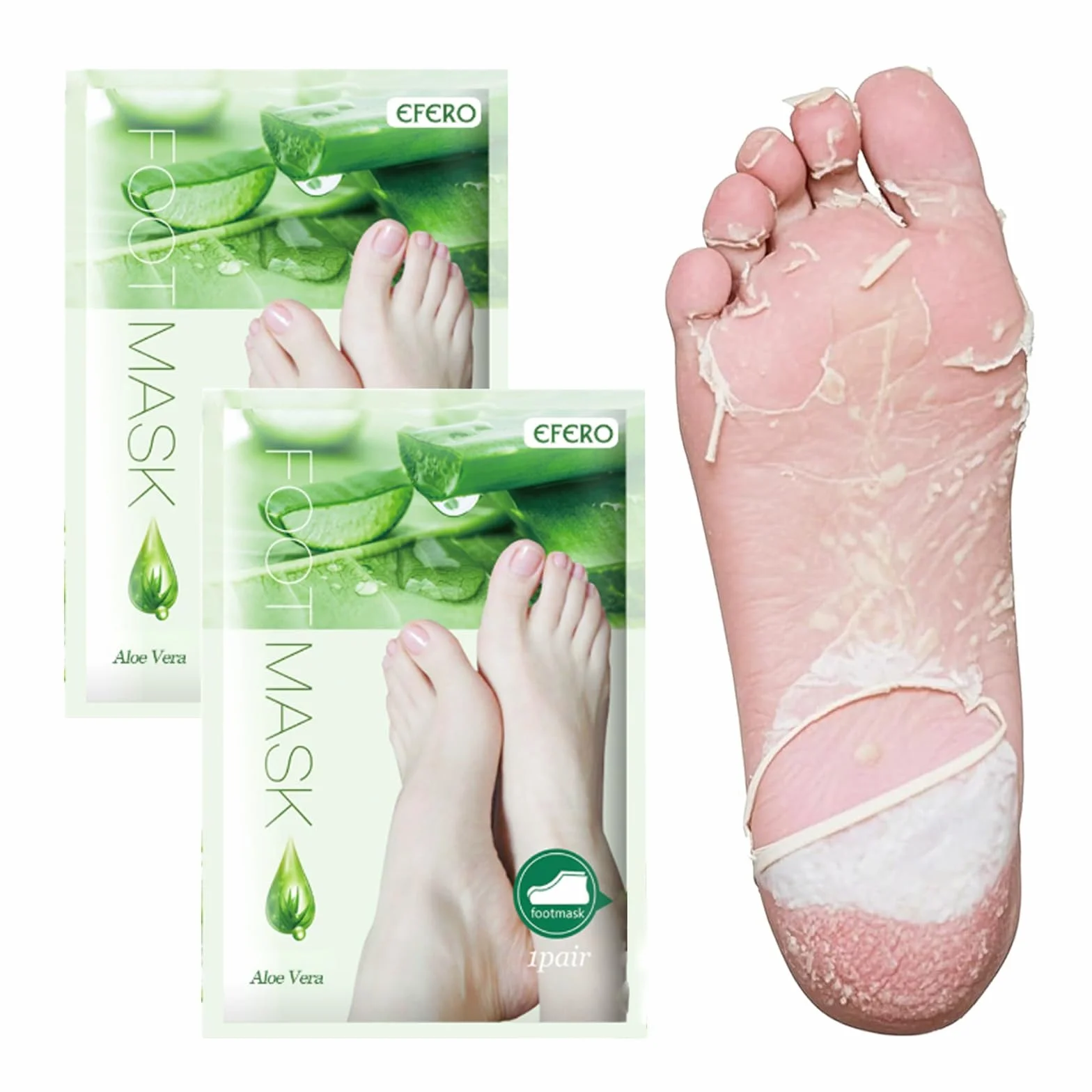 Maschera Piedi Esfoliante con Acido Lattico per Talloni Screpolati Uomini Donne (Aloe Vera)