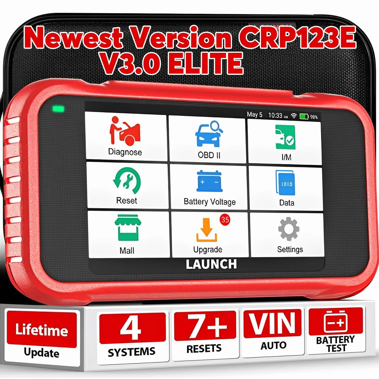 LAUNCH CRP123E V3.0 OBD2 Diagnosi Auto Professionale Italiano Sistema Motore ABS SRS Trasmissione Reset Olio EPB FAP SAS CANFD DOIP